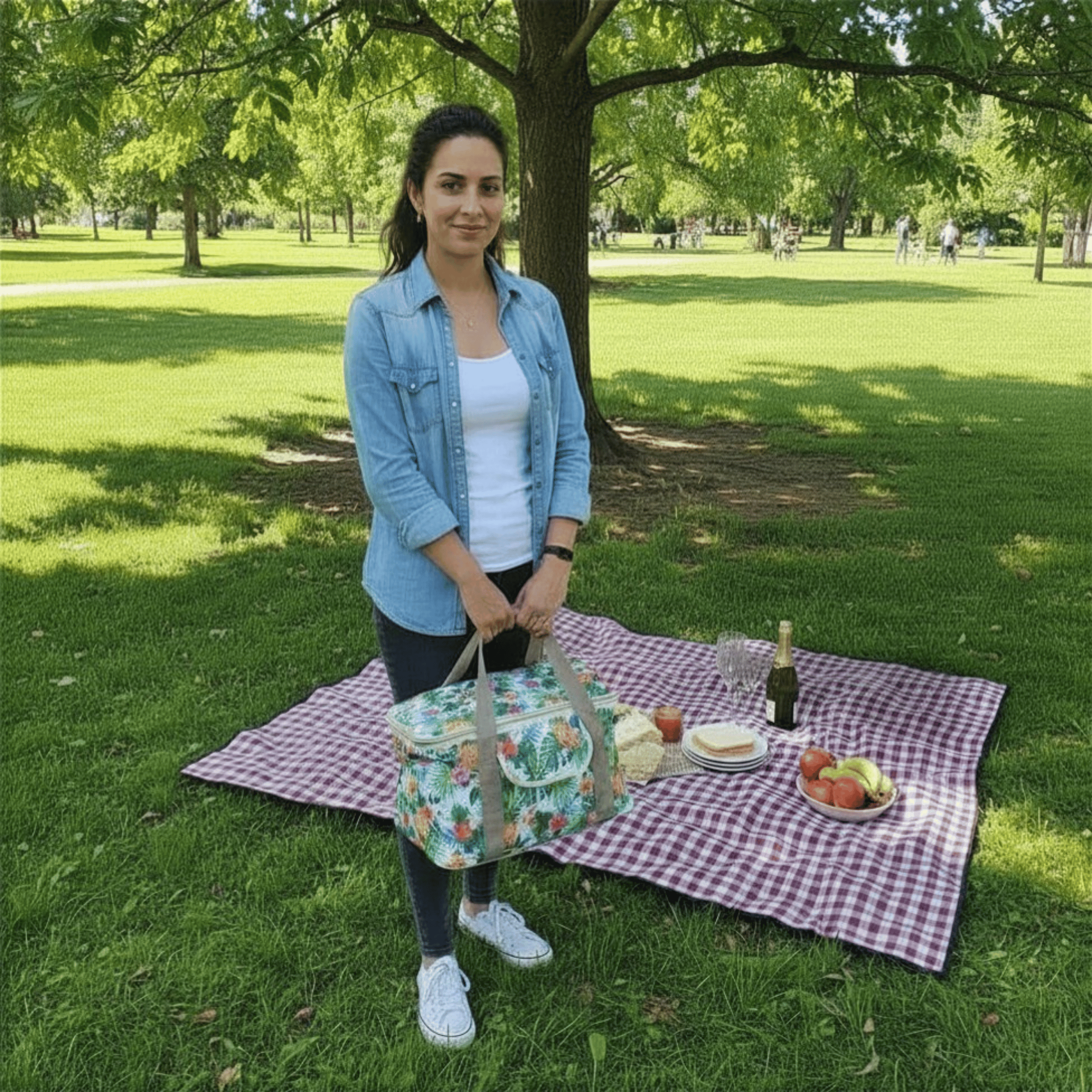 20 LT Eco Lüx Desenli Termal Çanta -Piknik Çantası,Soğutucu Buzluk Çanta