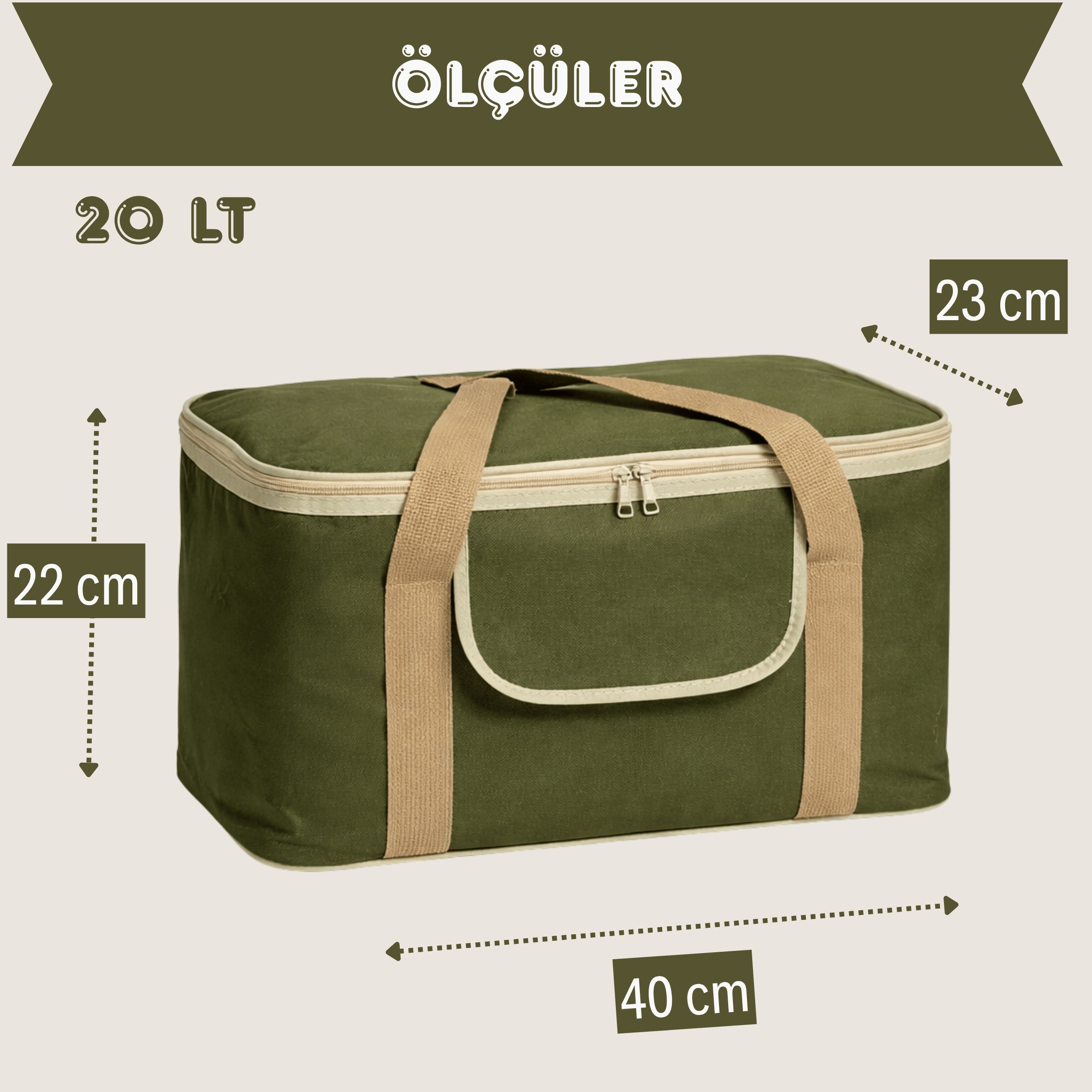 20 LT Eco Lüx Termal Çanta -Piknik Çantası,Soğutucu Buzluk Çanta