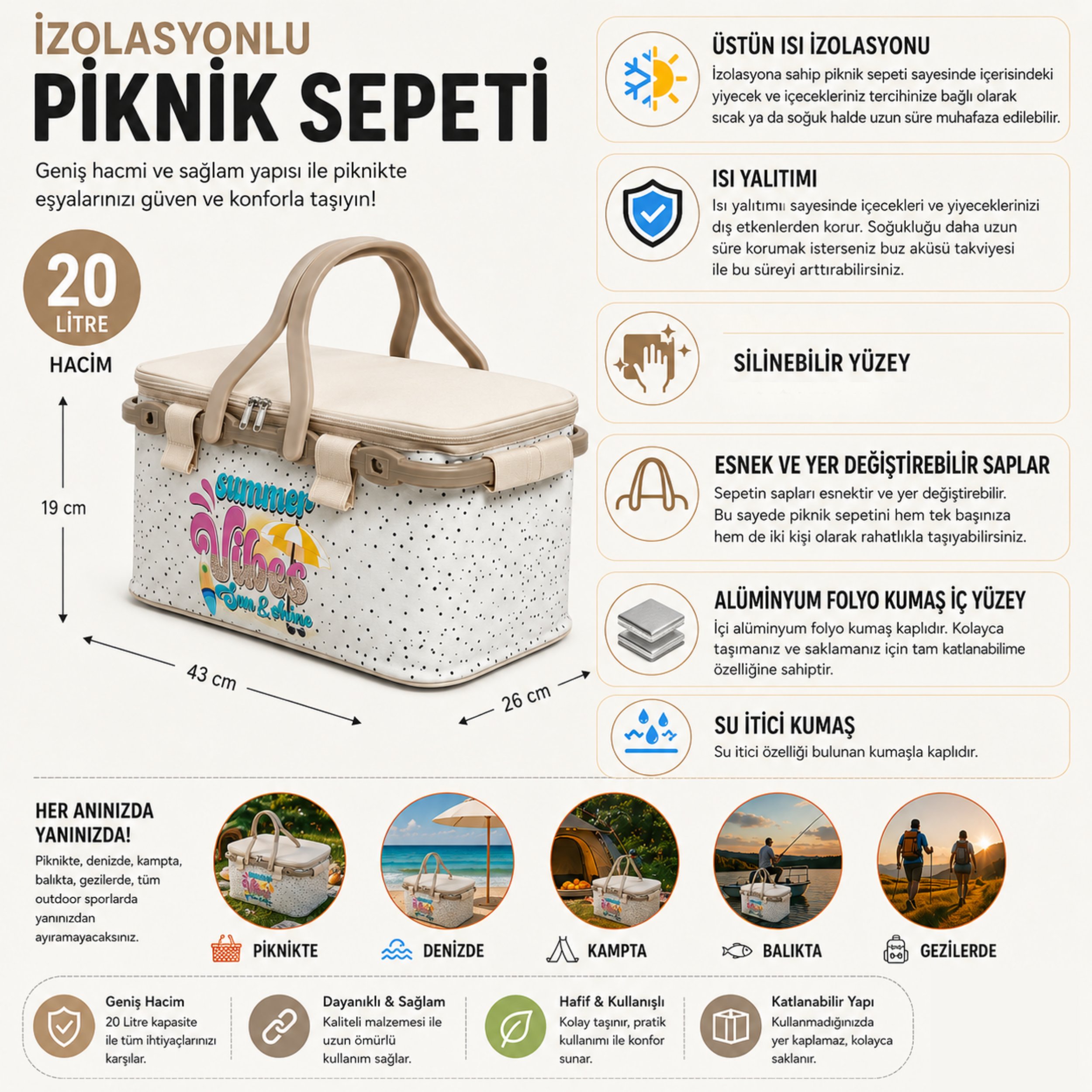 20 LT PİKNİK SEPETİ ( 1120 PİCNİC BAG )