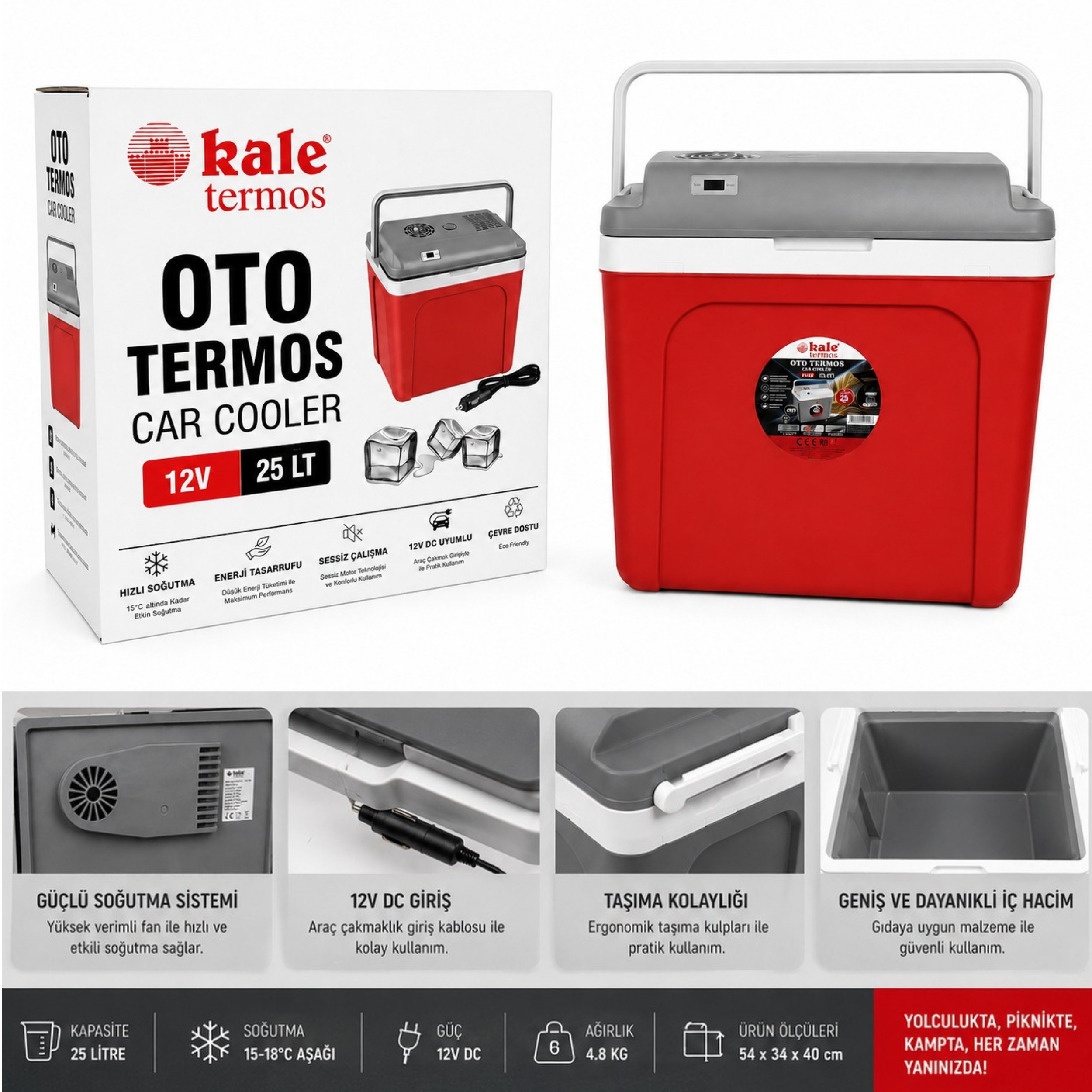 25 Litre 12v Oto Buzdolabı Termos- Portatif, Elektrikli, Oto Şarj Kablolu( 1050 Thermoelectric Cooler 12v.)