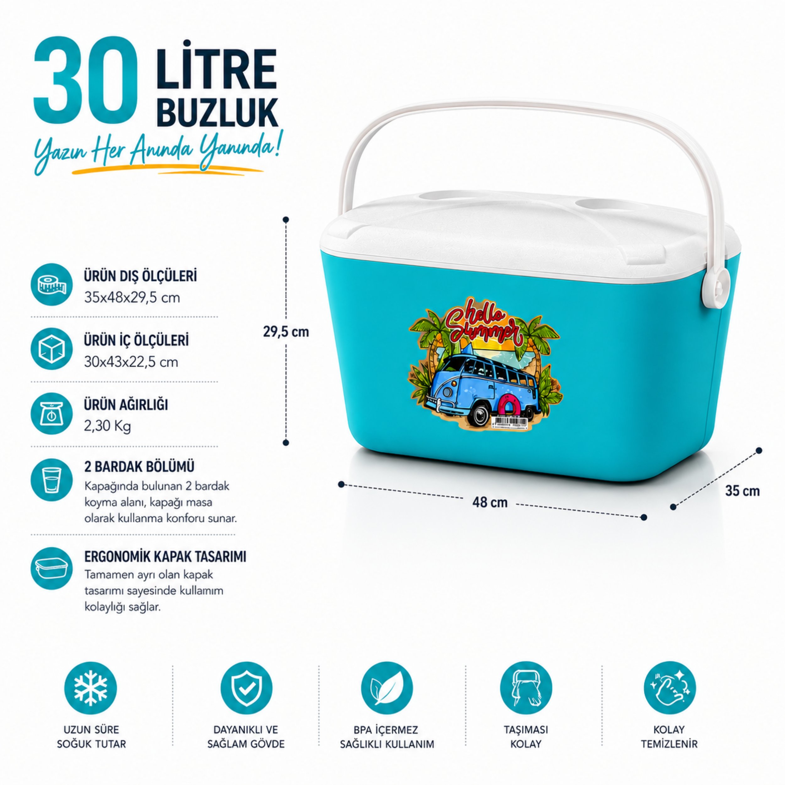 30 LT BUZZY BASKILI BUZLUK TERMOS (1178 COOLER BOX)
