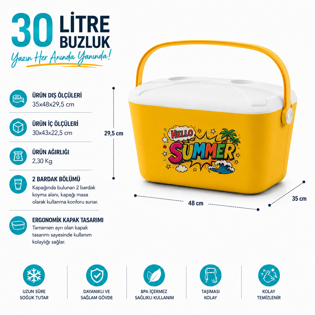 30 LT BUZZY BASKILI BUZLUK TERMOS (1178 COOLER BOX)