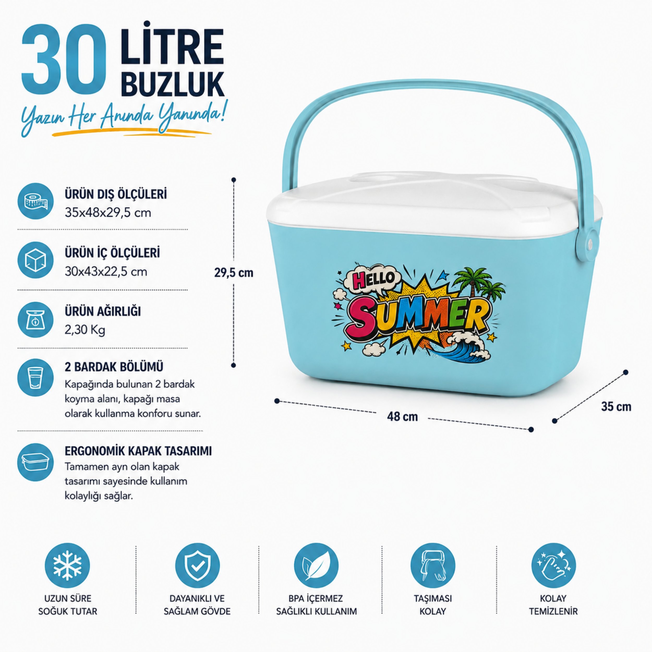 30 LT RETRO BASKILI BUZLUK TERMOS (1178 COOLER BOX)