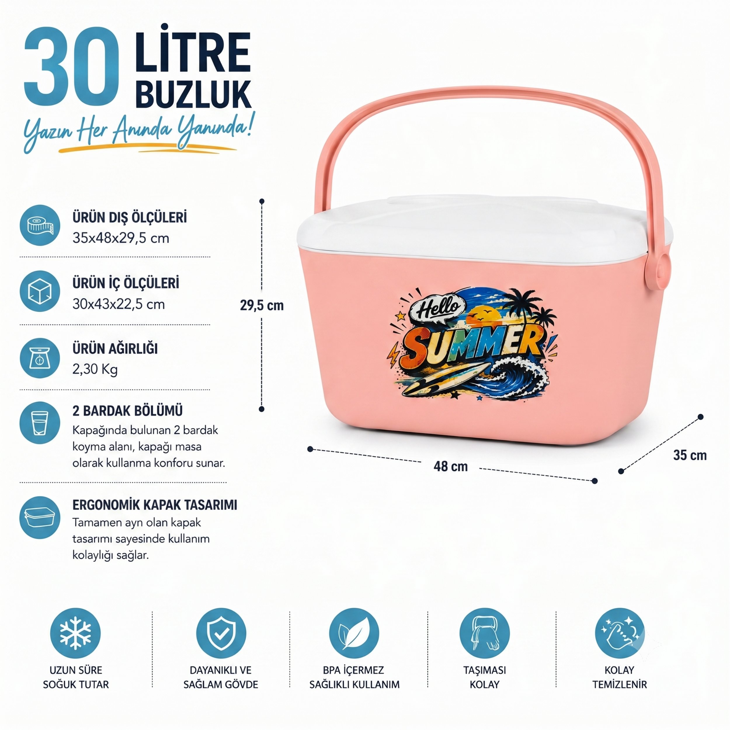 30 LT RETRO BASKILI BUZLUK TERMOS (1178 COOLER BOX)