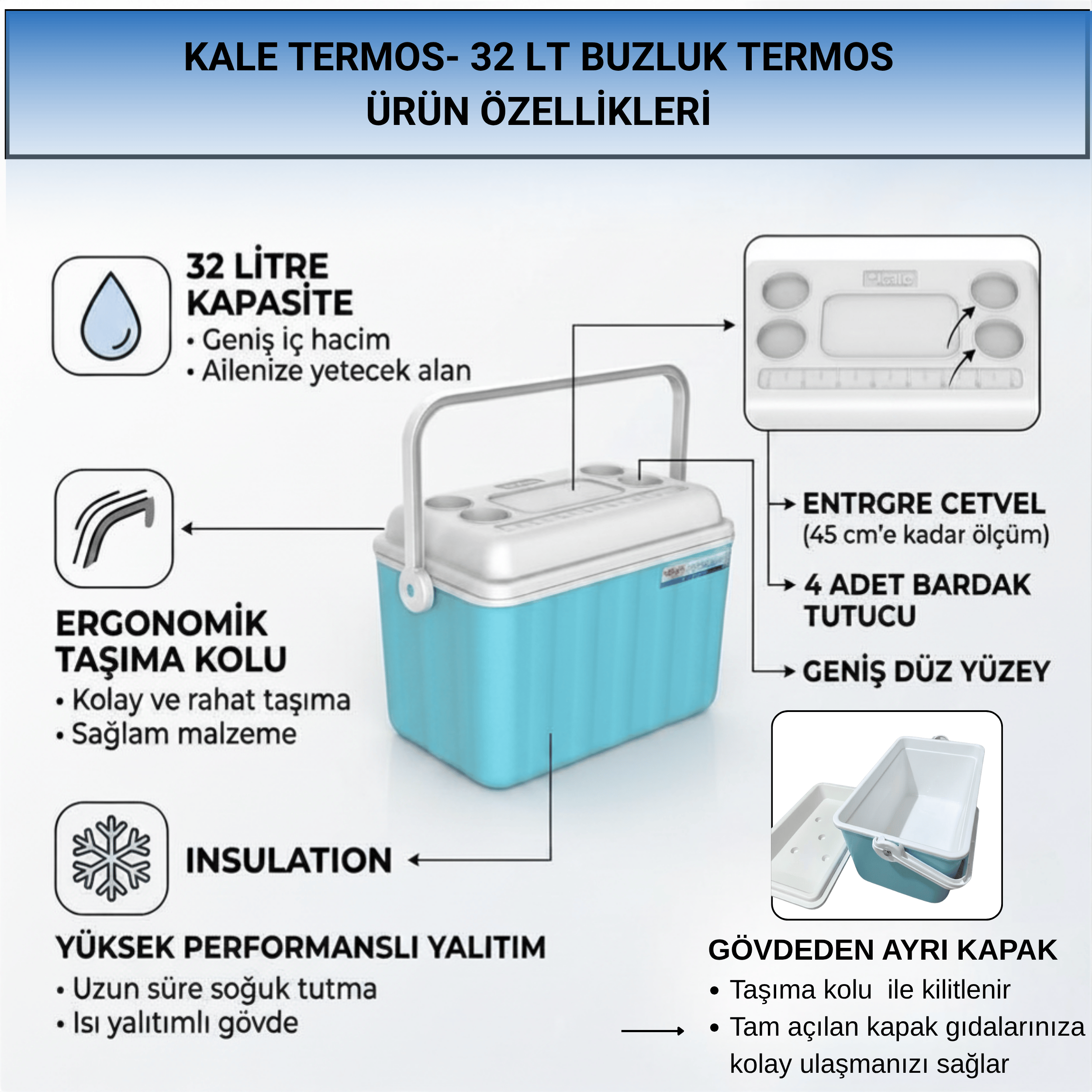 32 LT BUZLUK TERMOS (1015 COOLER BOX) AÇIK MAVİ