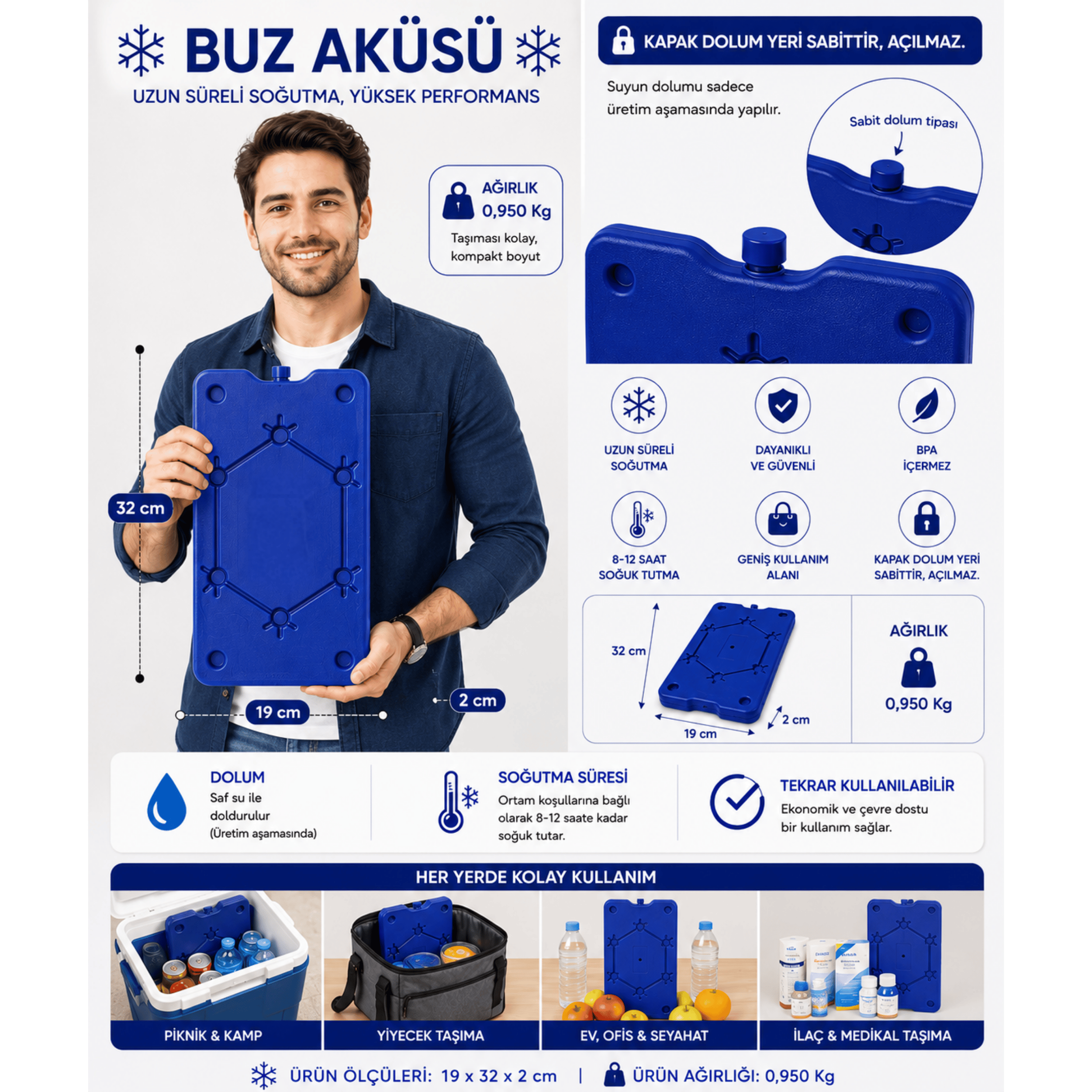 32 LT BUZLUK TERMOS + 2 ADET K 950 BUZ AKÜSÜ