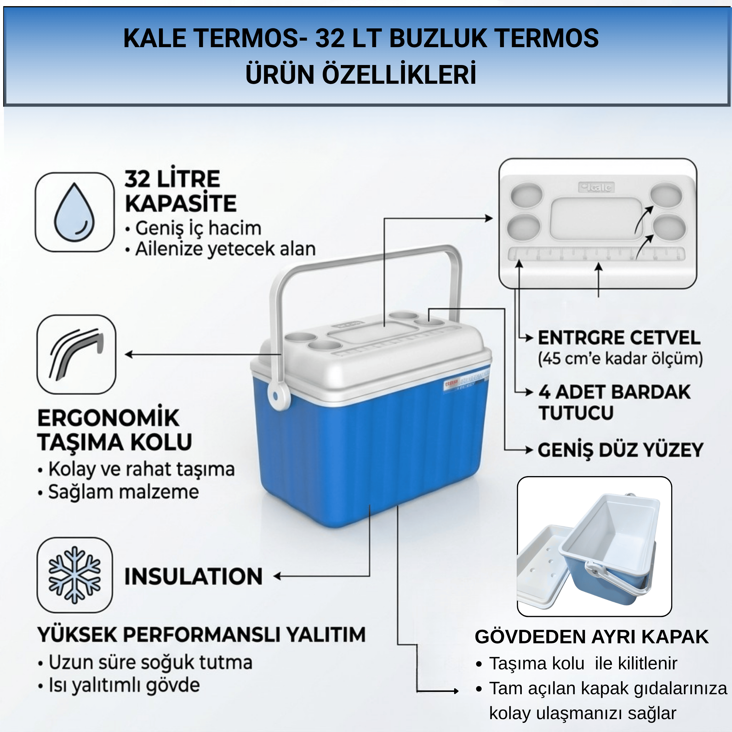 32 LT BUZLUK TERMOS + 2 ADET K 950 BUZ AKÜSÜ