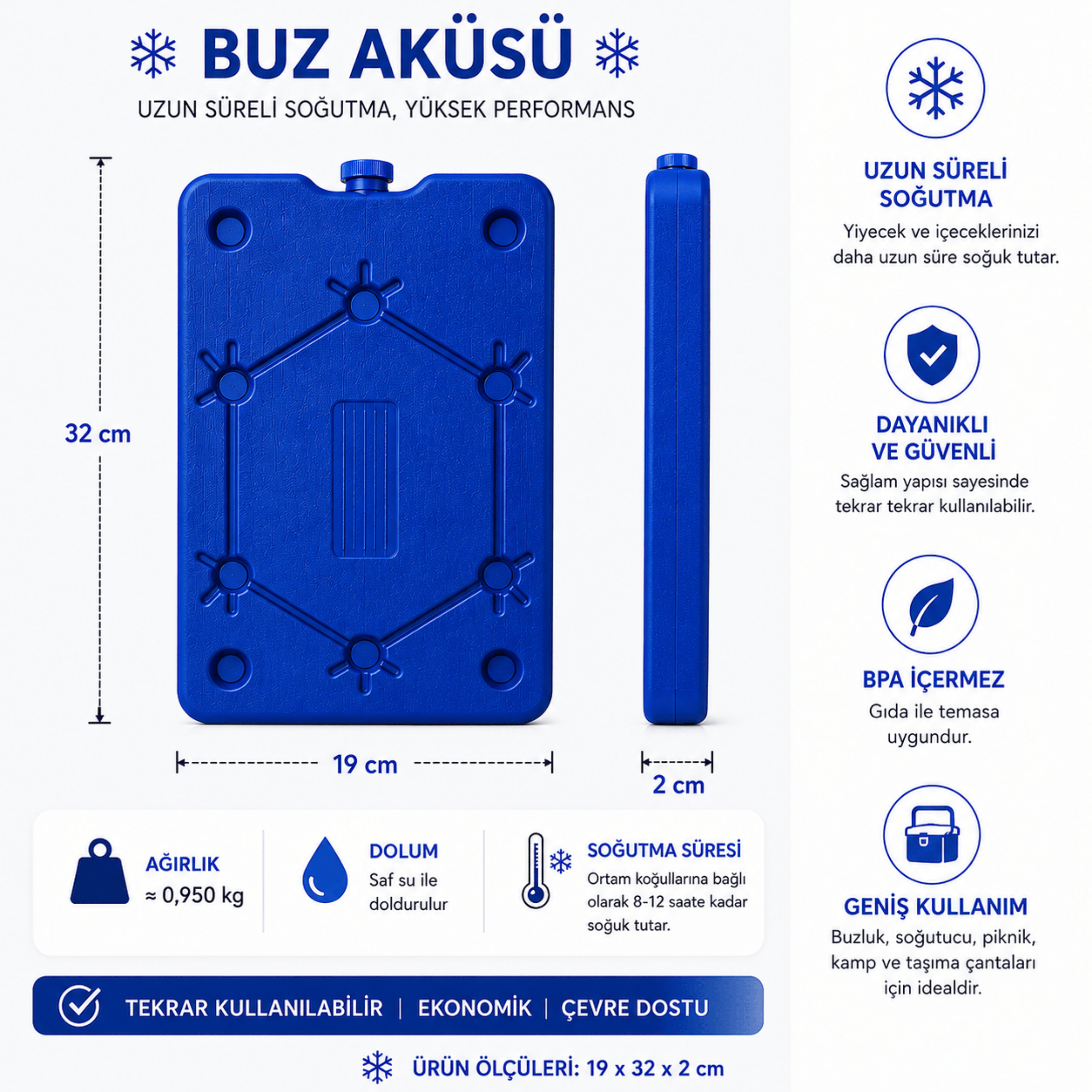 32 LT BUZLUK TERMOS + 2 ADET K 950 BUZ AKÜSÜ