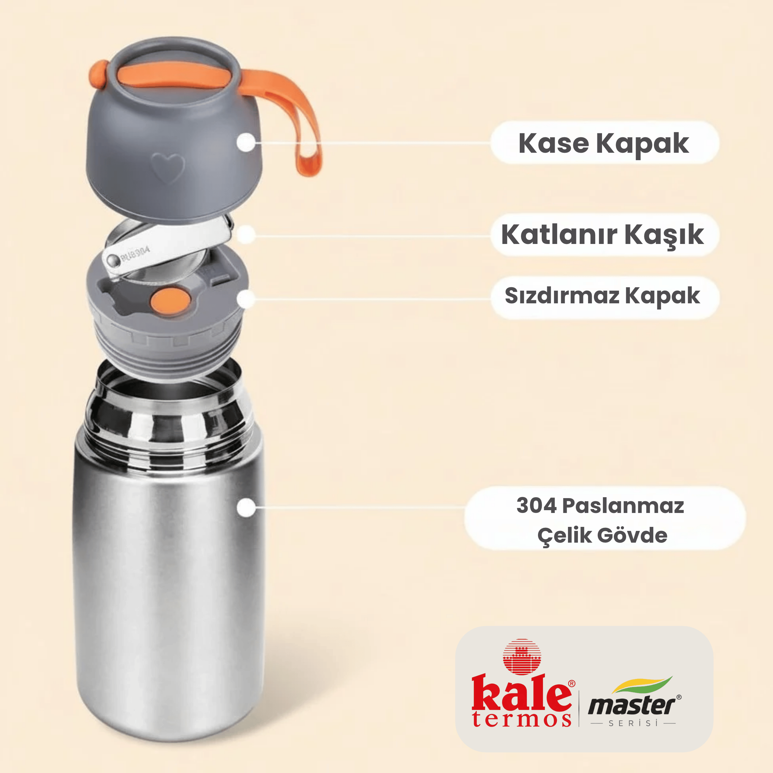 450 ml Çelik Yemek Termosu – 304 Paslanmaz Çelik Sıcak Soğuk Yemek ve Mama Kabı, Kaşıklı, Taşıma Kulplu