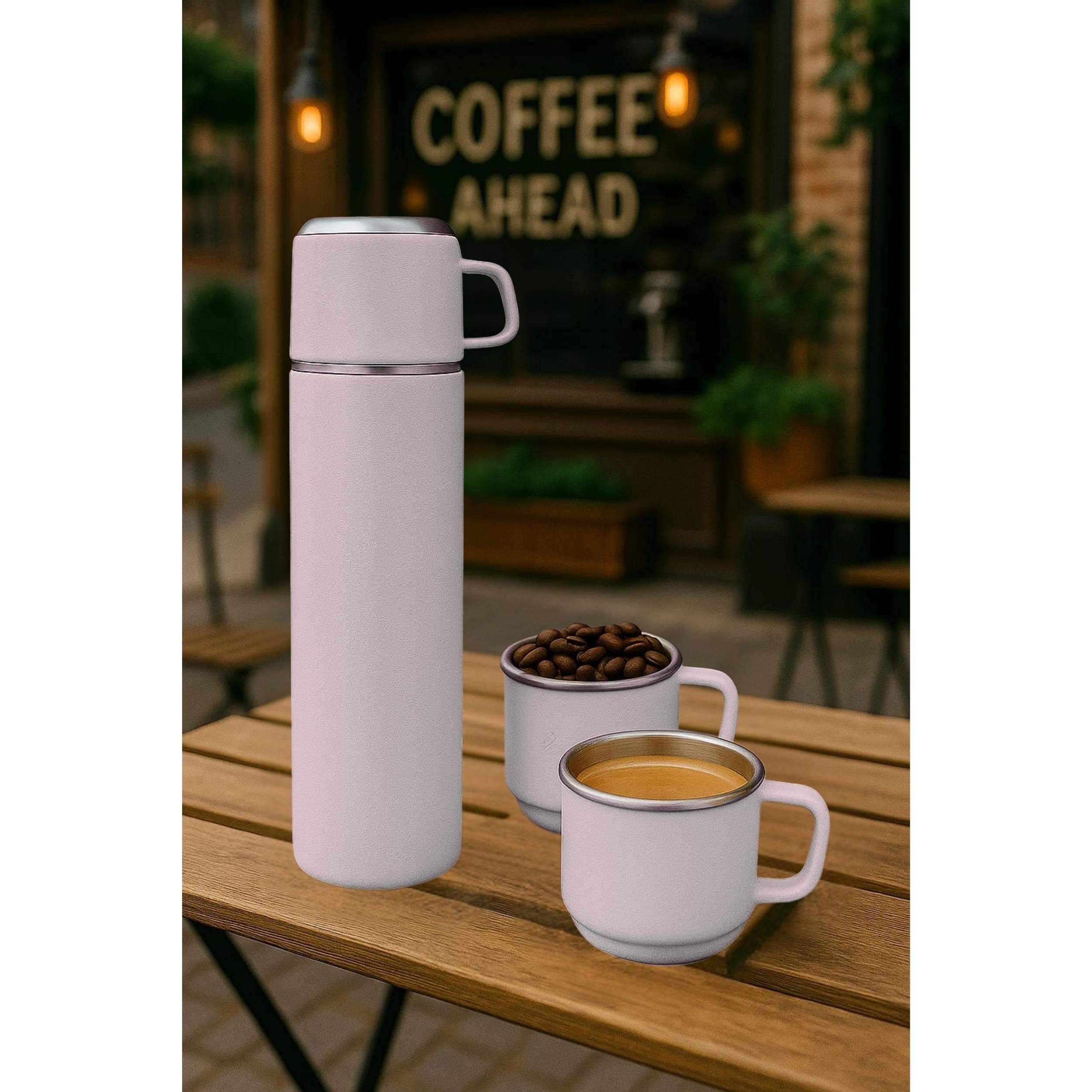 500 ML  ÇELİK BARDAKLI MATARA SETİ