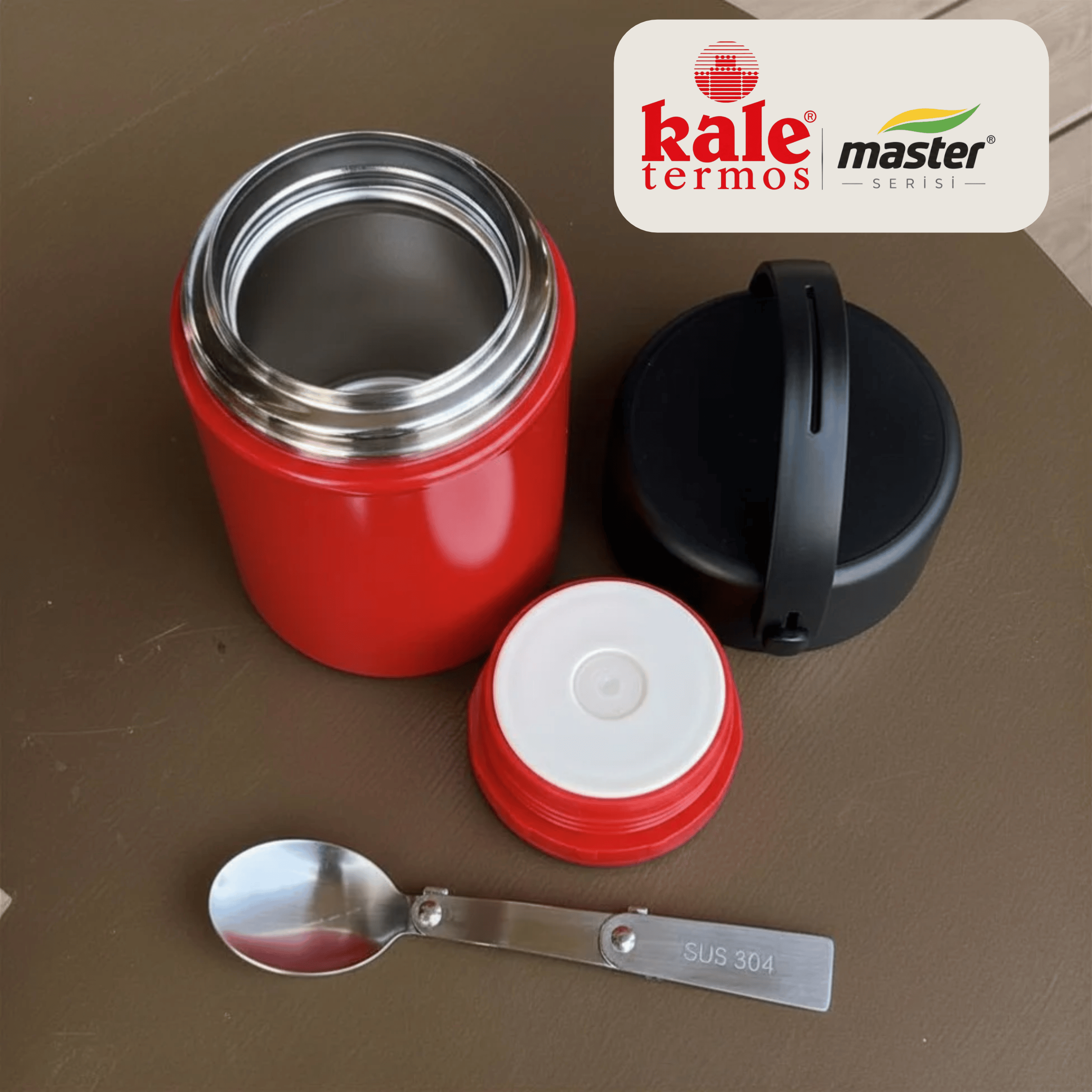550 ml Çelik Yemek Termosu – 304 Paslanmaz Çelik Termal Yemek Kabı, Katlanabilir Kaşıklı ve Taşıma Kulplu