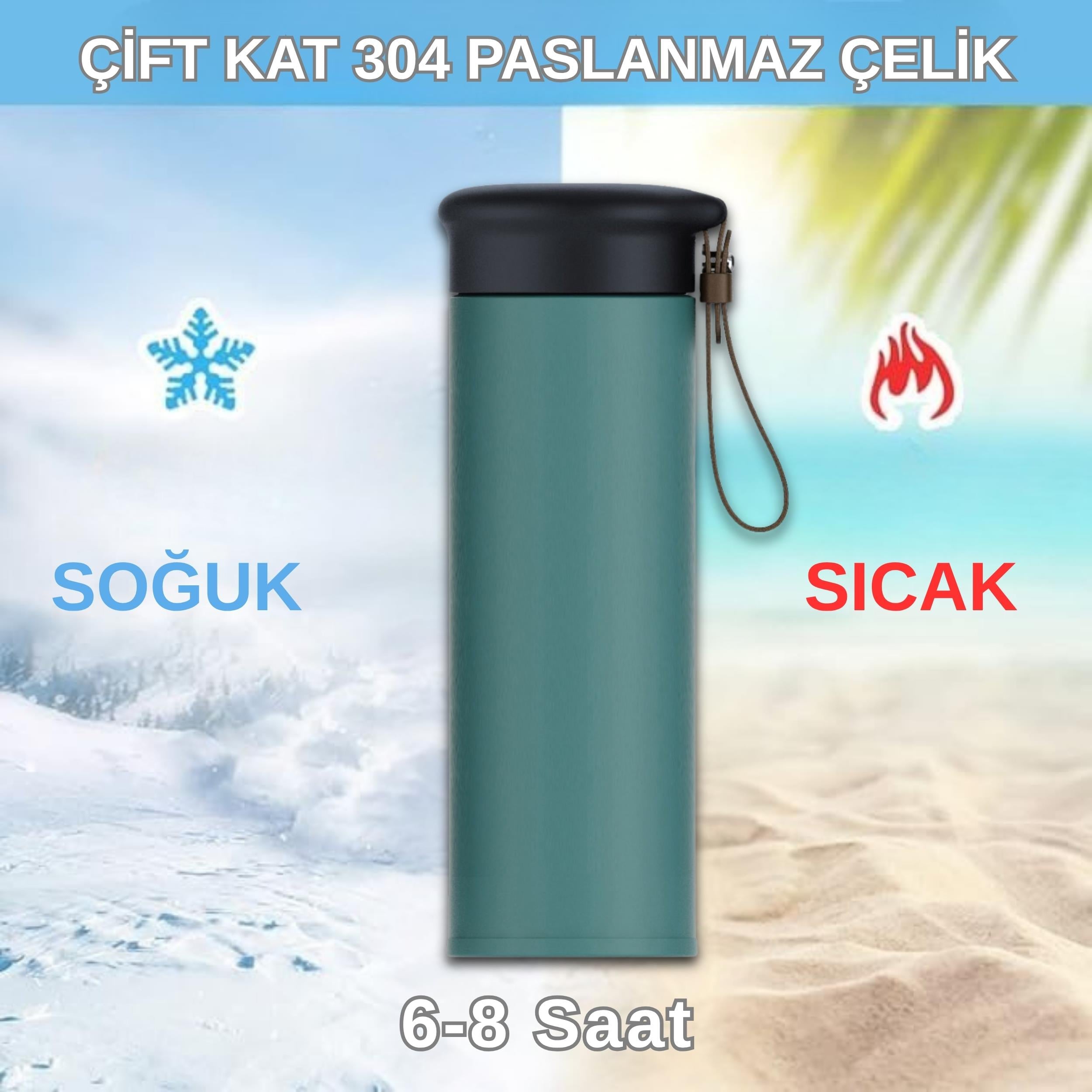 600 ml Paslanmaz Çelik Termos, Çift Katmanlı, Sızdırmaz Kapaklı