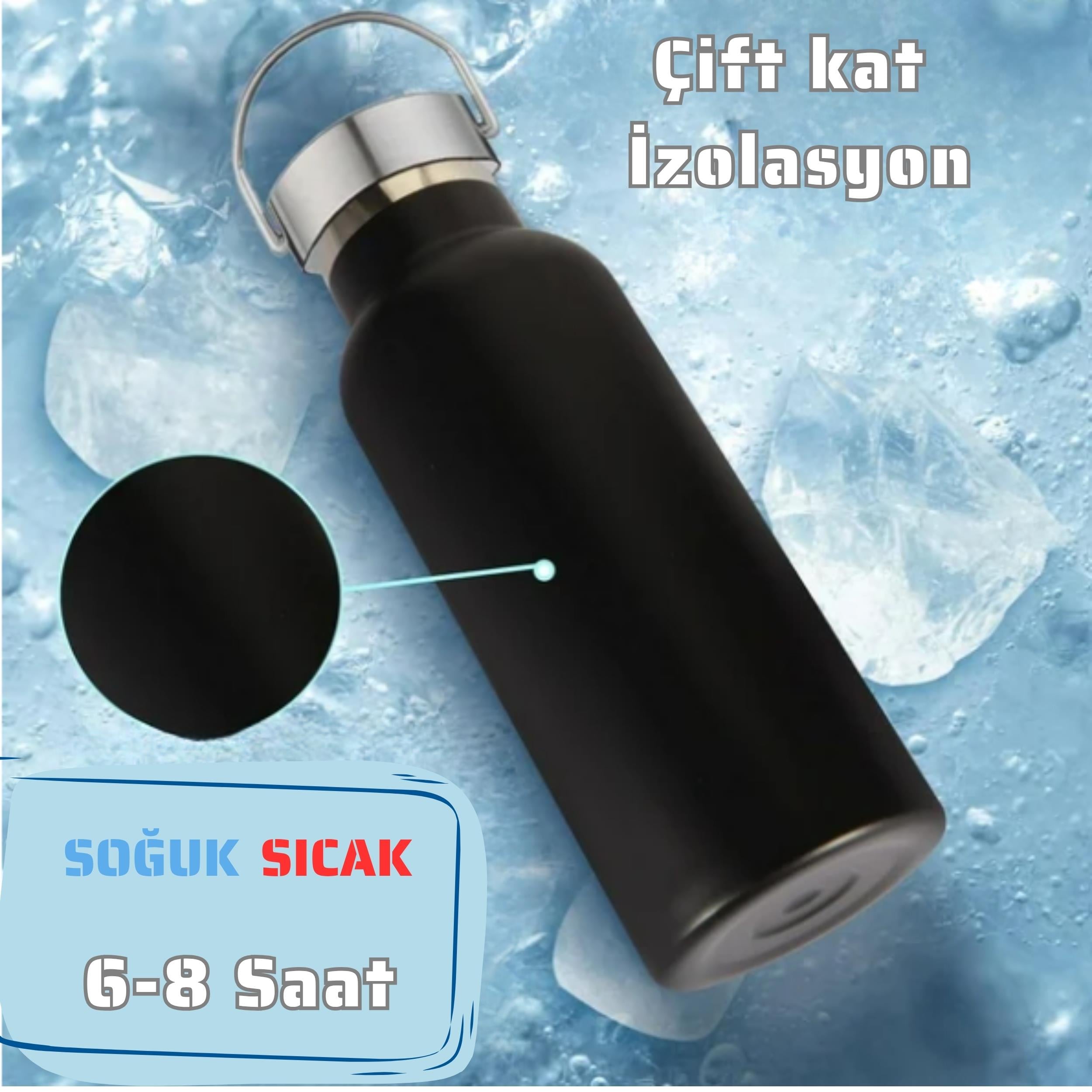 750 ml Paslanmaz Çelik Tutacaklı Termos Matara -Vakumlu Sızdırmaz 