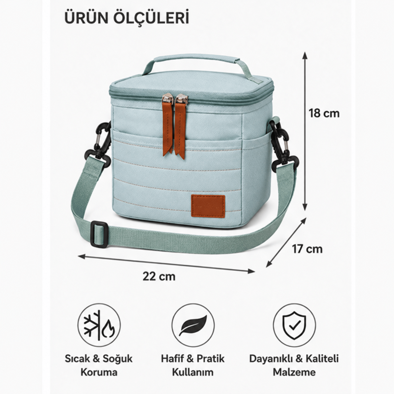 Bebek Termal Mama ve Beslenme Çantası – Yan Cepli, Çift Saplı, El ve Omuz Taşımaya Uygun-Mavi