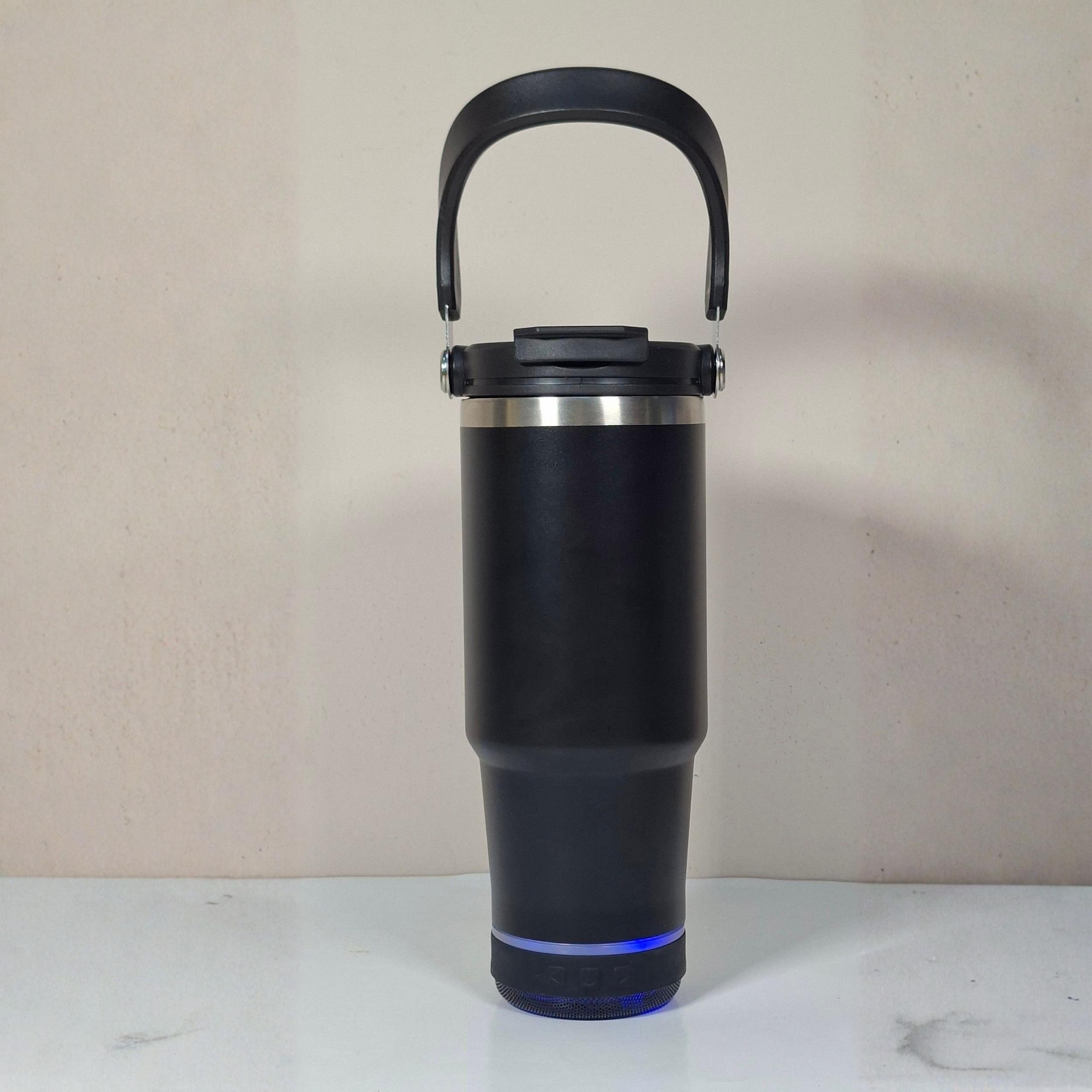 Bluetooth Hoparlörlü Paslanmaz Çelik Termos Bardak 600 ml -Pipetli ,Çift Kullanımlı Kapak