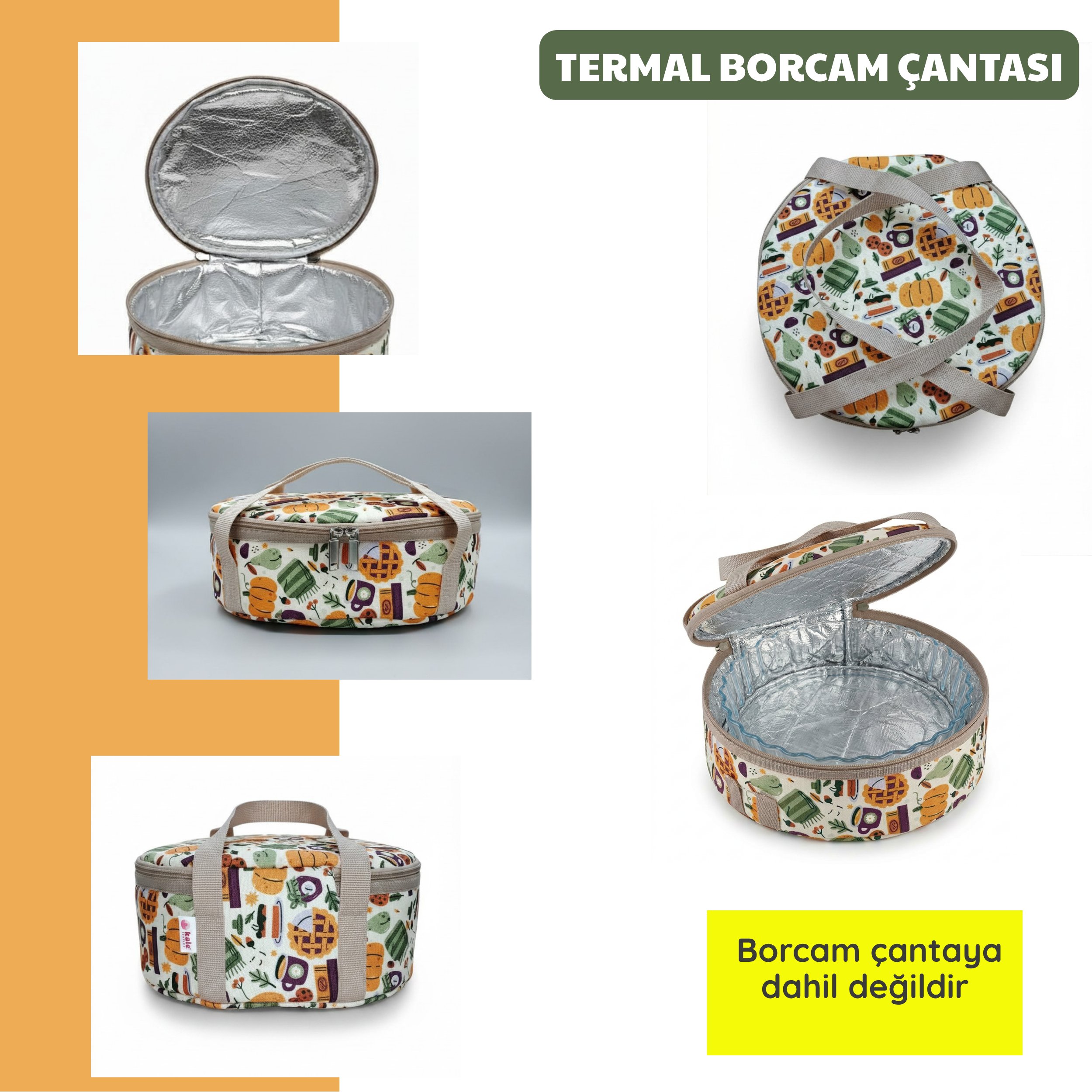 Borcam Termal Çantası-Yemek çantası-30 Cm Yuvarlak