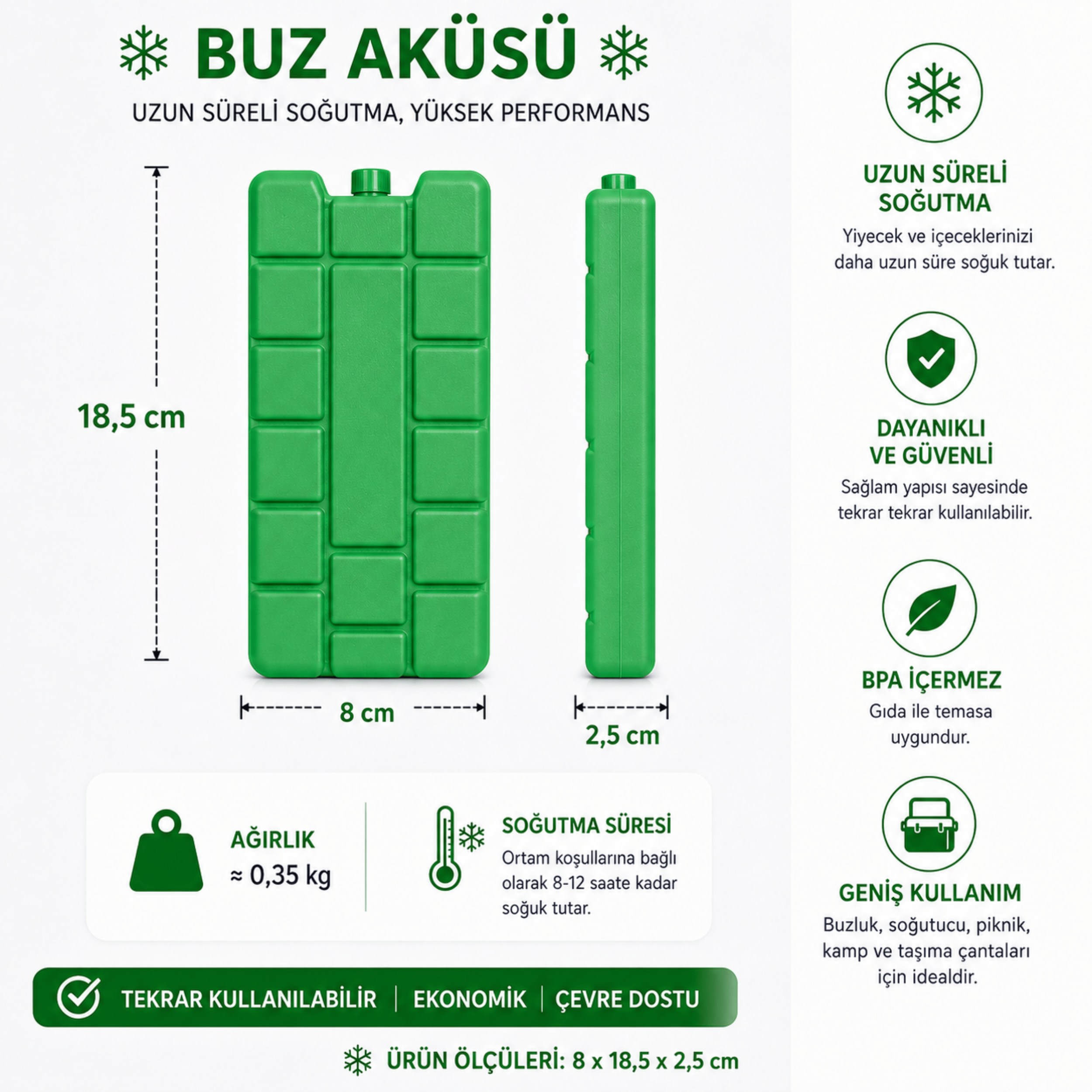 K-350 BUZ AKÜSÜ ( İCE PACK )  YEŞİL