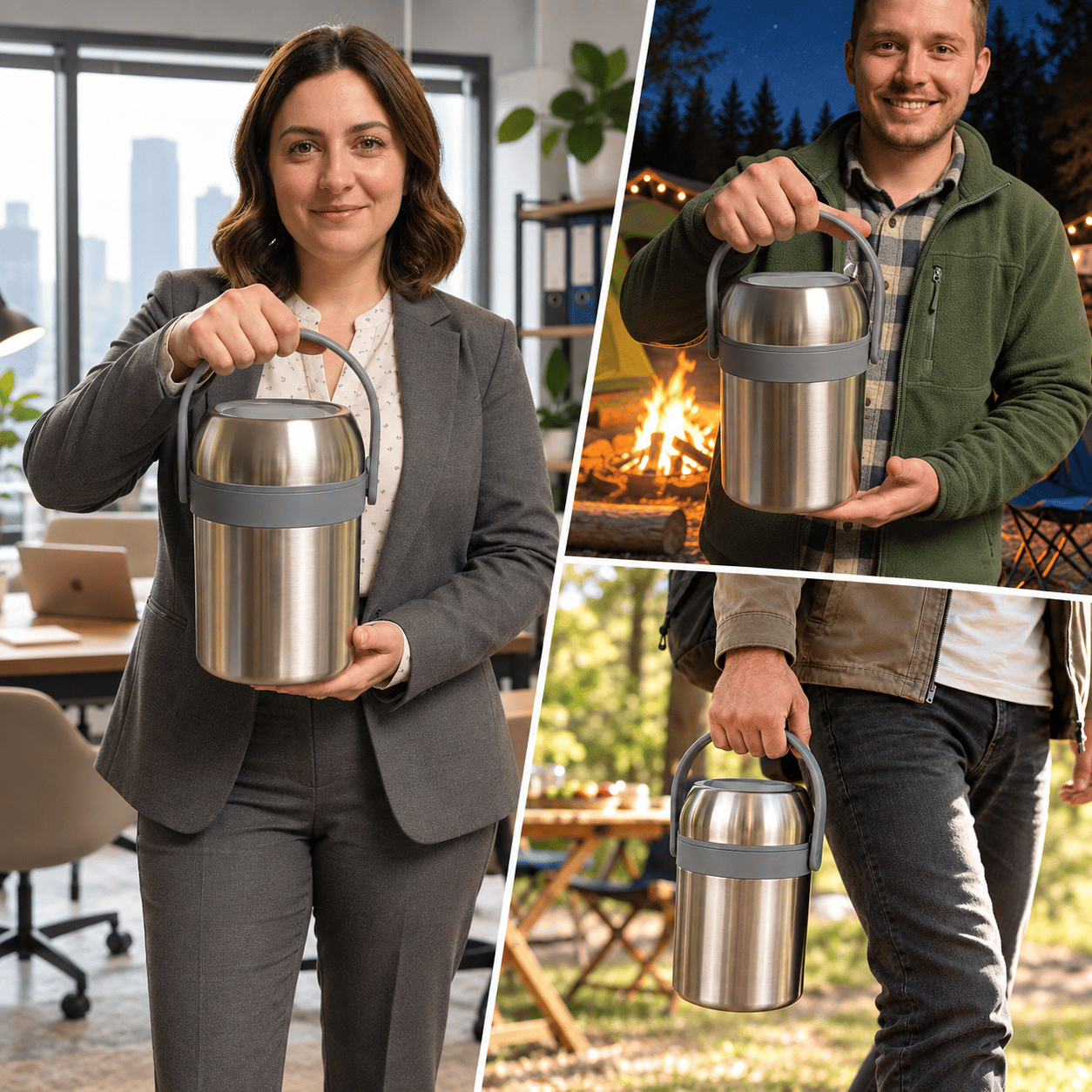 Kale 1,8 L Çelik Yemek Termosu – 3 Kaplı Paslanmaz Çelik Sefer Tası, Sıcak Soğuk Yemek Taşıma Termosu