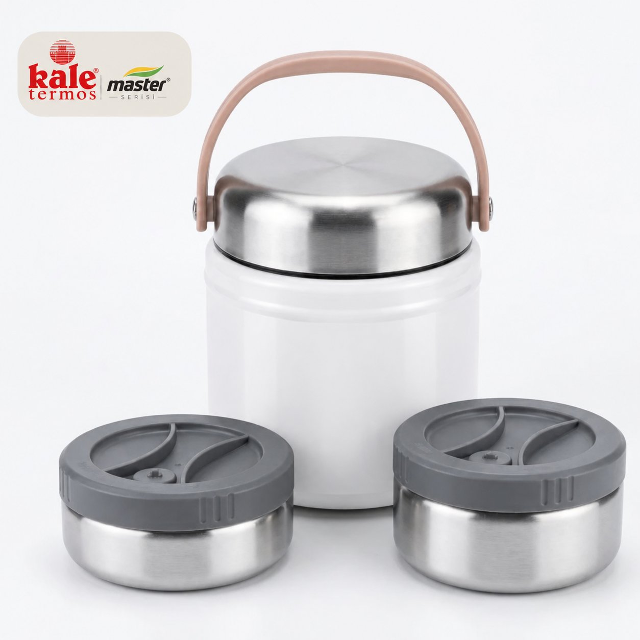 Kale Master 1,5 L Çelik Yemek Termosu –Beyaz, 2 Kaplı Paslanmaz Çelik Sefer Tası, Sıcak Soğuk Yemek Taşıma Termosu
