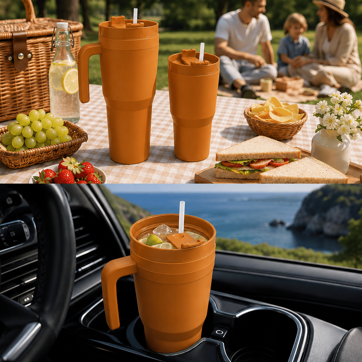 Kale Sippro Mug İç İçe Geçen 2'li Pipetli Suluk Seti 1250 ml + 750 ml