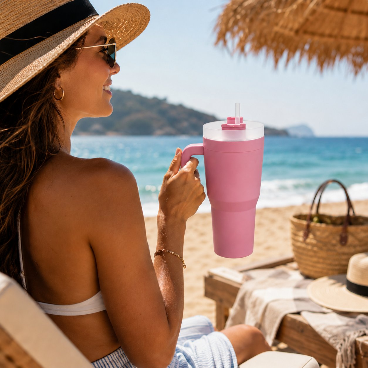 Kale Sippro Mug İç İçe Geçen 2'li Pipetli Suluk Seti 1250 ml + 750 ml