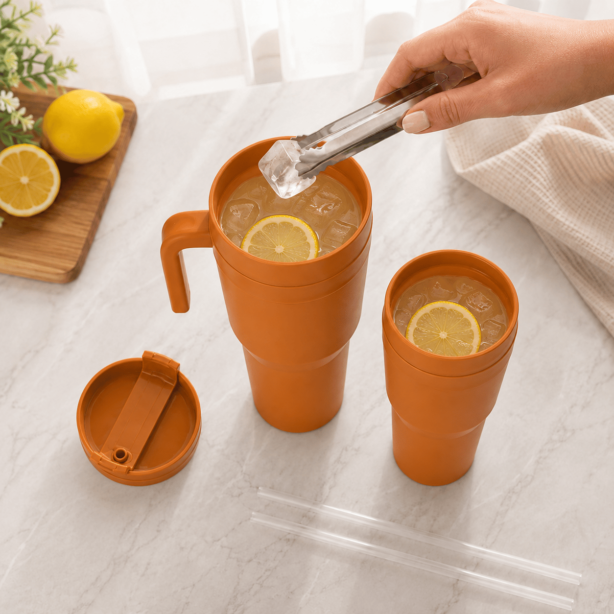 Kale Sippro Mug İç İçe Geçen 2'li Pipetli Suluk Seti 1250 ml + 750 ml