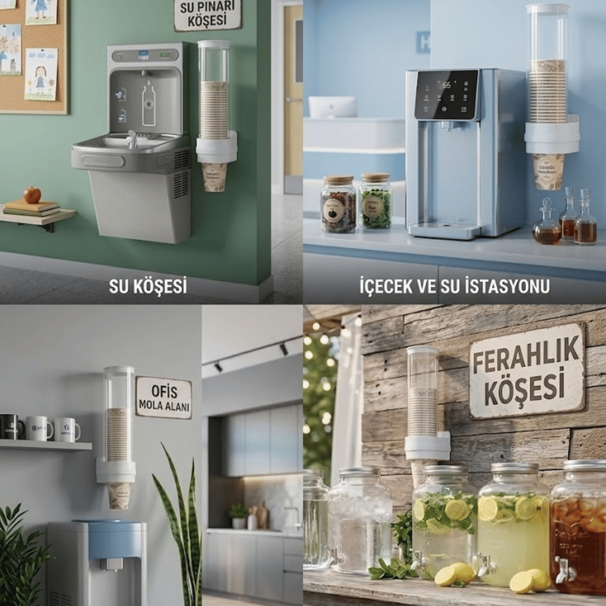Karton Bardak Dispenseri 50 Bardak Kapasiteli – Su