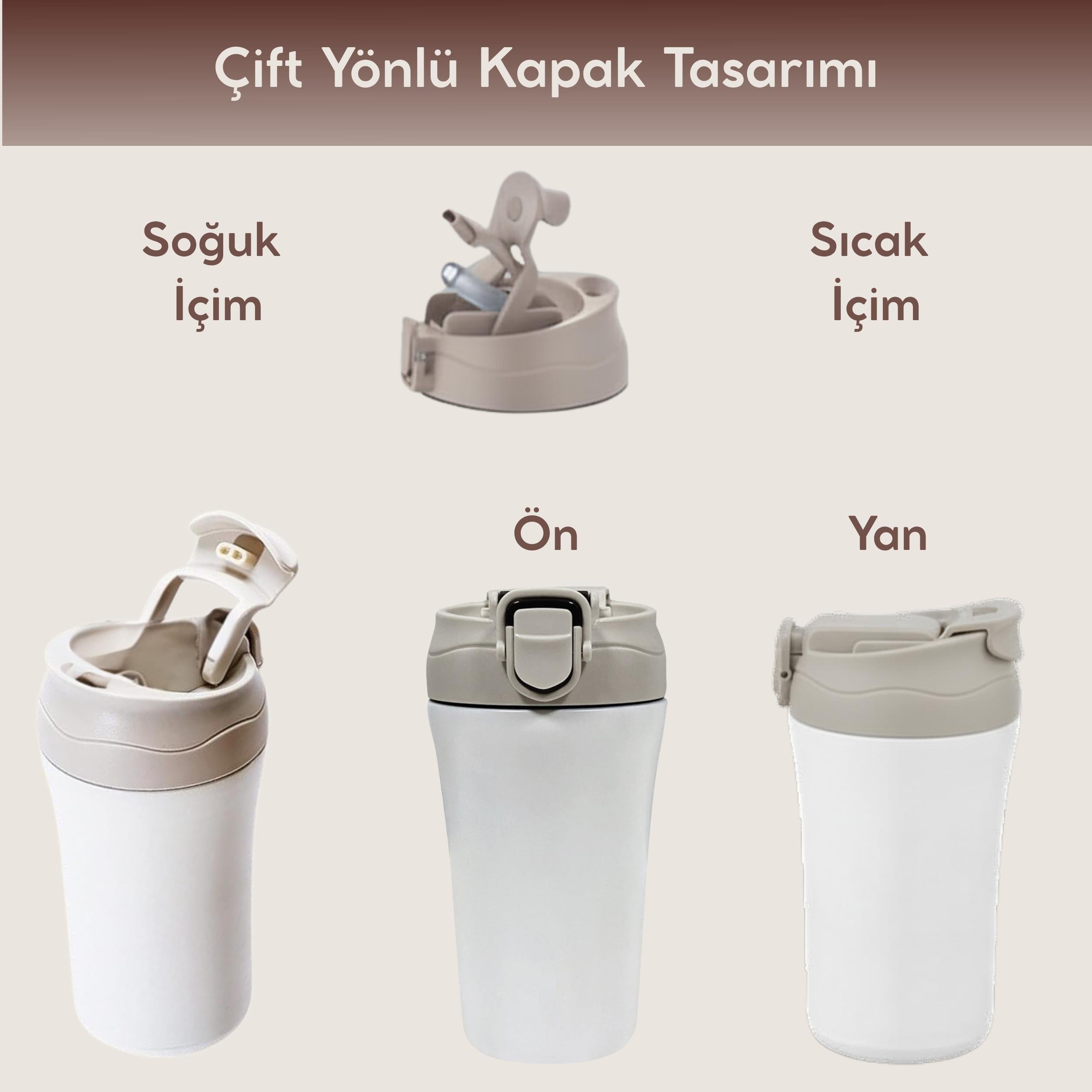 Paslanmaz Çelik Bardak Mug Termos 380 ml  Çift Katmanlı, Sızdırmaz Kapaklı