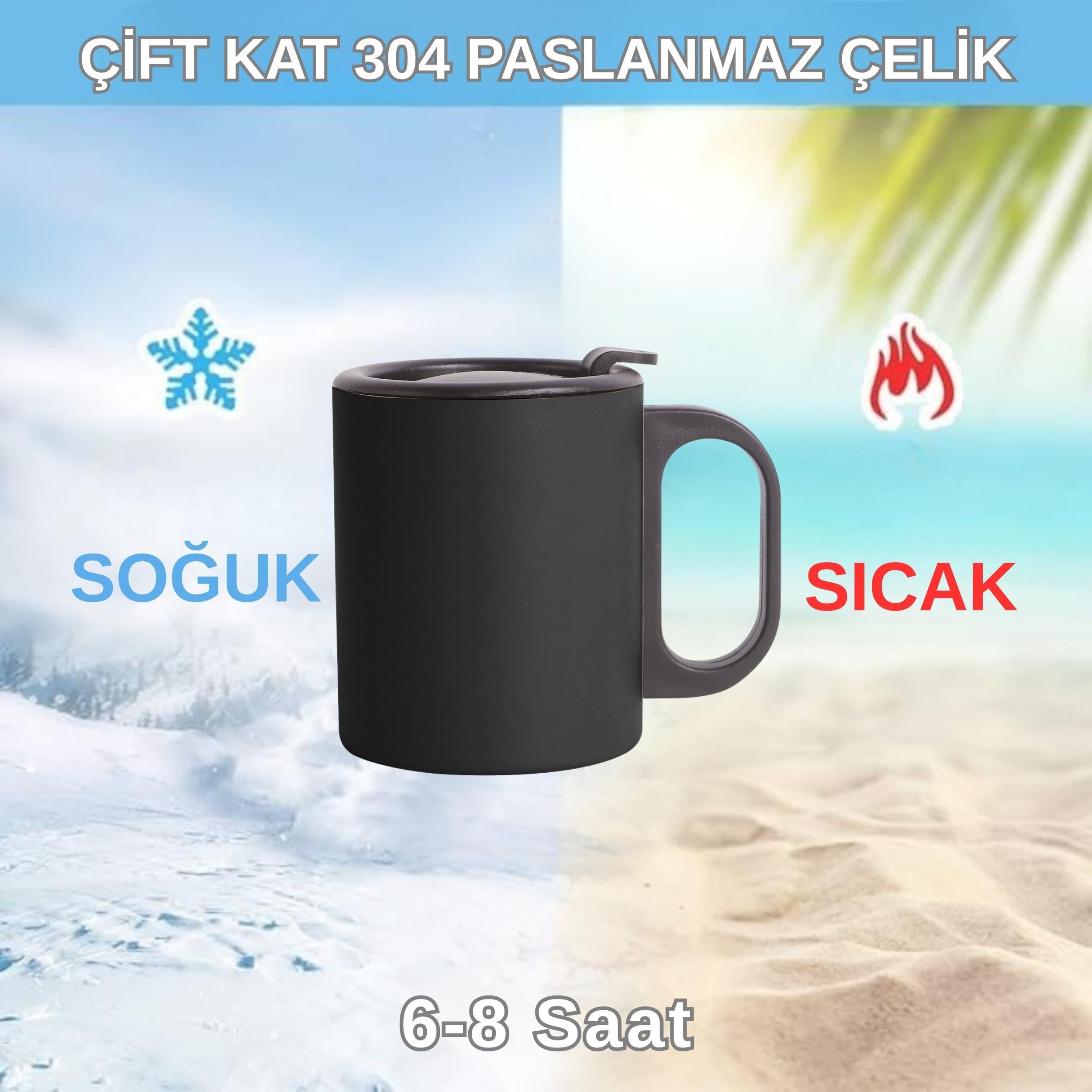 Paslanmaz Çelik Mug, Paslanmaz Çelik Termos Bardak-300 ml