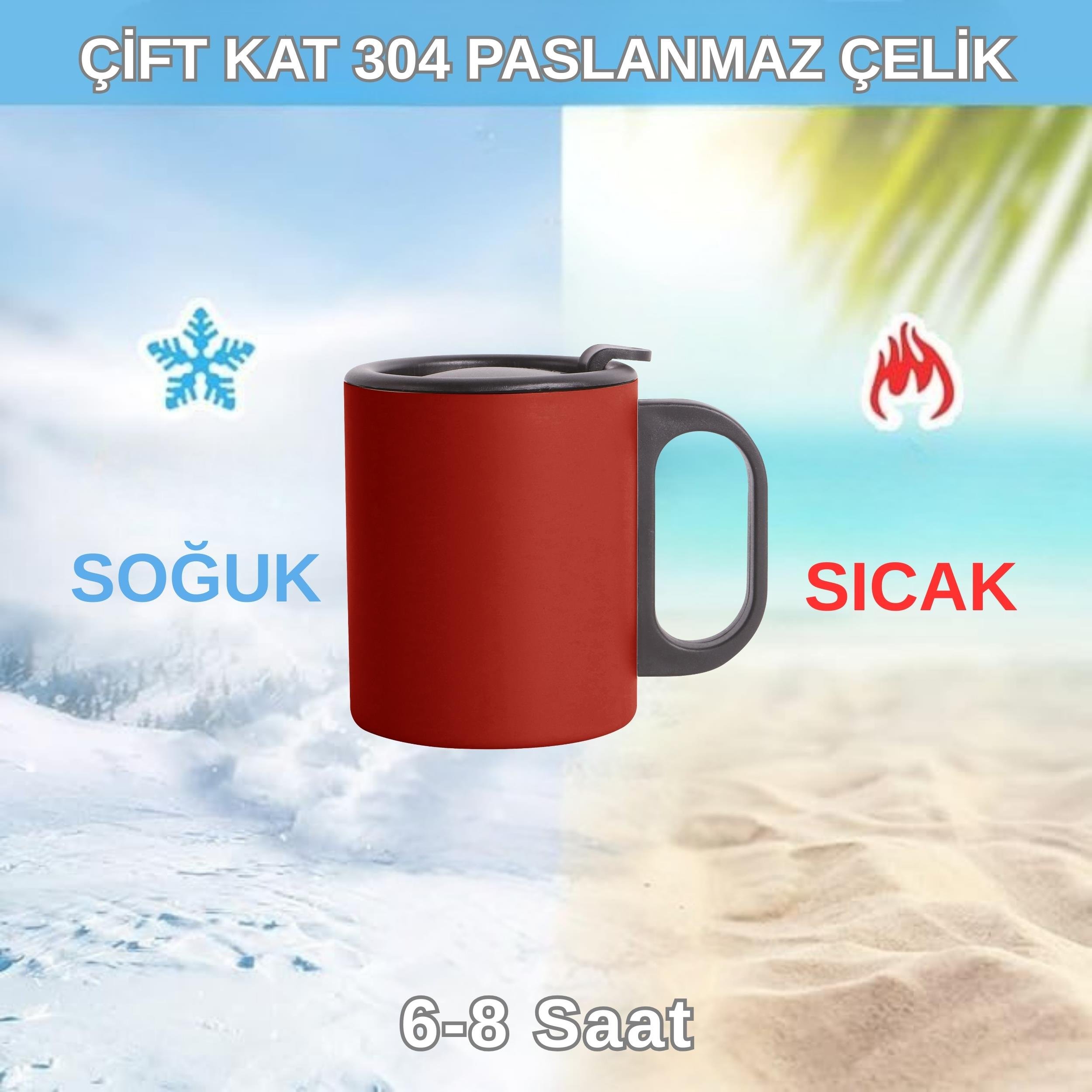 Paslanmaz Çelik Mug, Paslanmaz Çelik Termos Bardak-300 ml