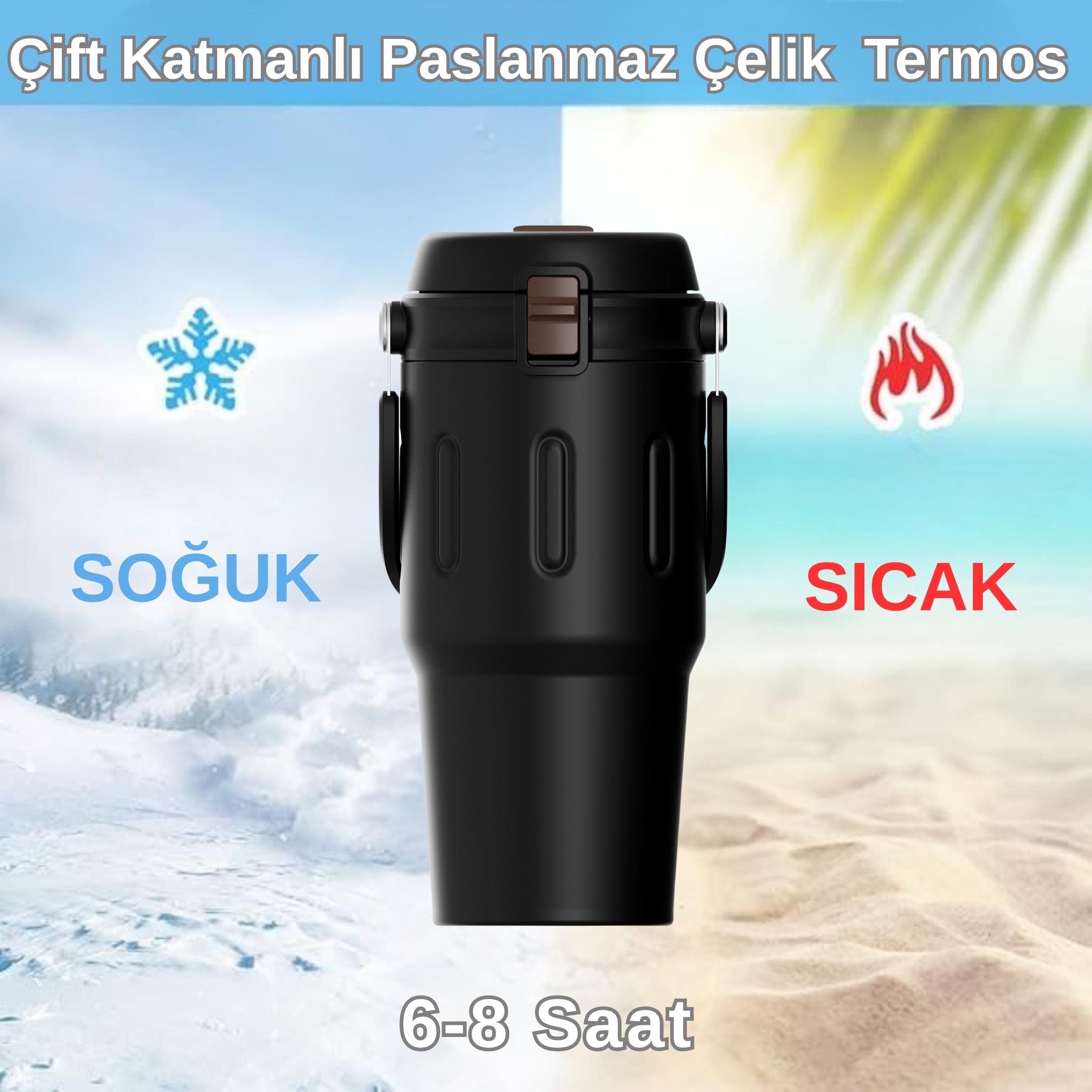 Paslanmaz Çelik Termos 650 ml -Sızdırmaz Kapak,Geniş Ağızlı