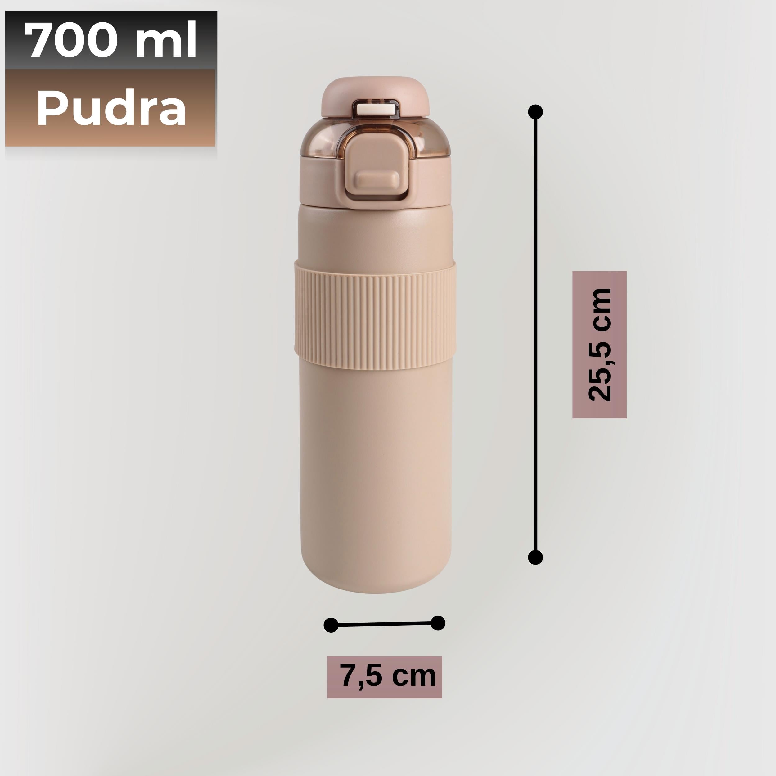 Paslanmaz Çelik Termos 700 ml-Tektuşla Açılır Çift Kullanımlı Kapak