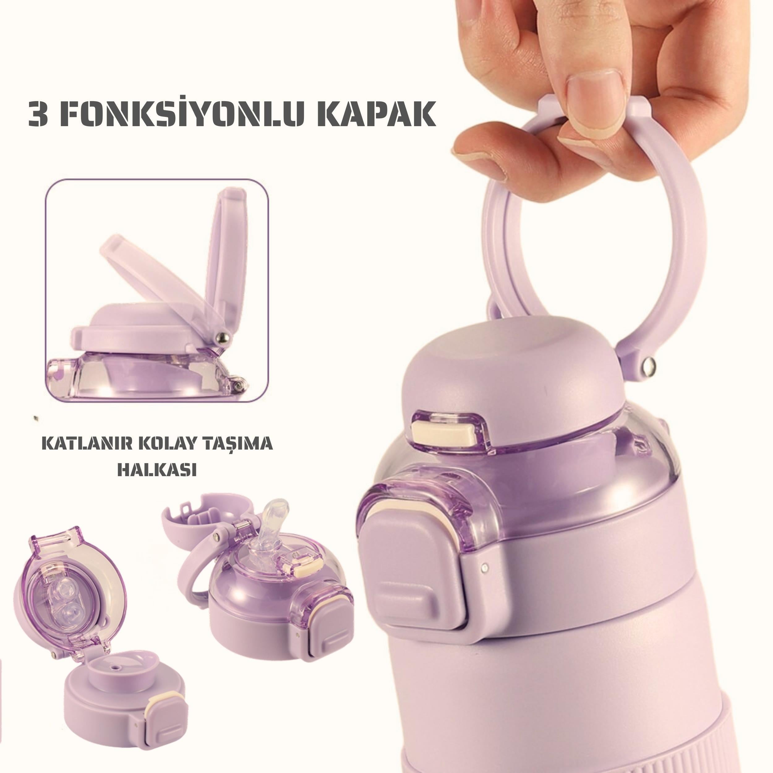Paslanmaz Çelik Termos 700 ml-Tektuşla Açılır Çift Kullanımlı Kapak