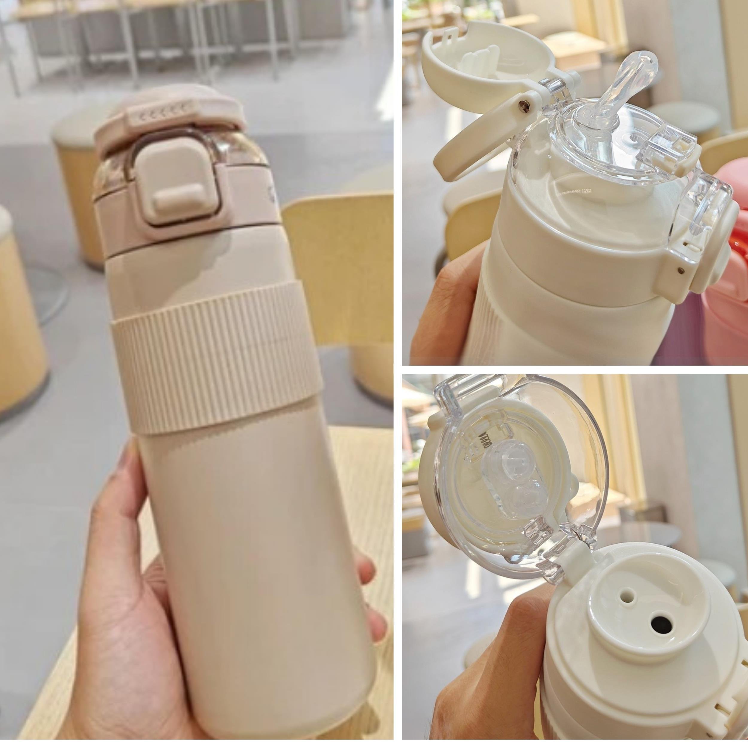 Paslanmaz Çelik Termos 700 ml-Tektuşla Açılır Çift Kullanımlı Kapak