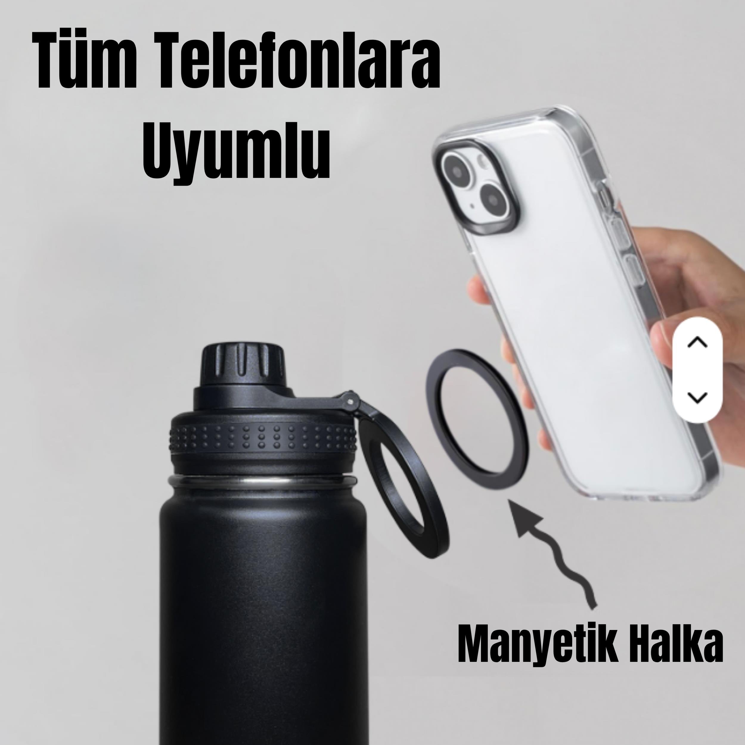 Paslanmaz Çelik Termos 780 ml-Manyetik Telefon Tutuculu