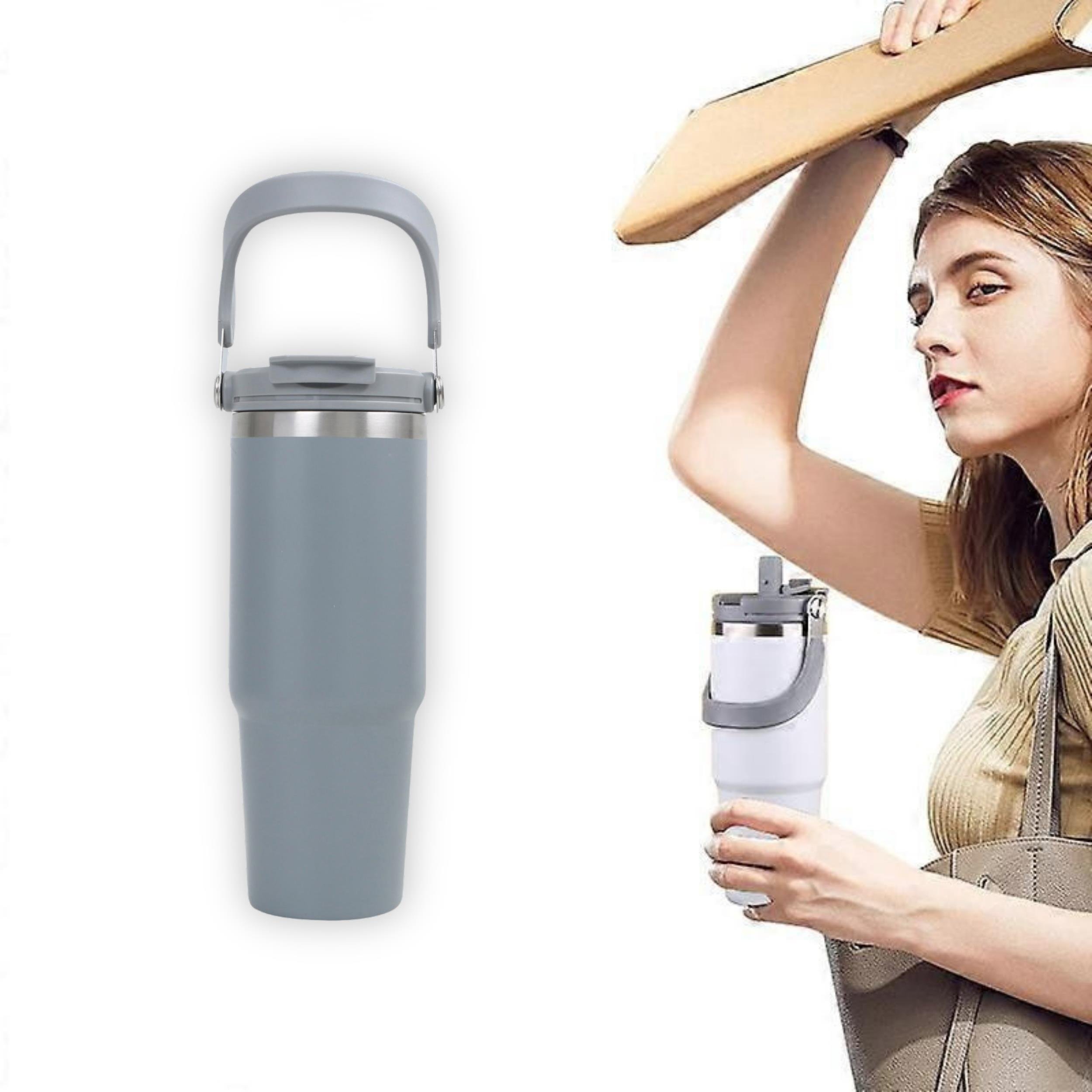 Pipetli Termos Bardak 900 ml Paslanmaz Çelik -Çift Kullanımlı Kapak