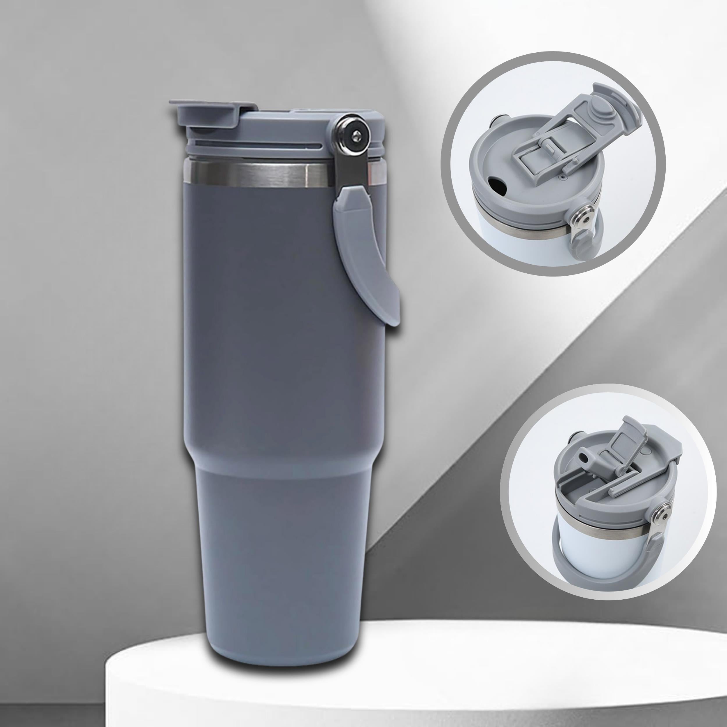 Pipetli Termos Bardak 900 ml Paslanmaz Çelik -Çift Kullanımlı Kapak