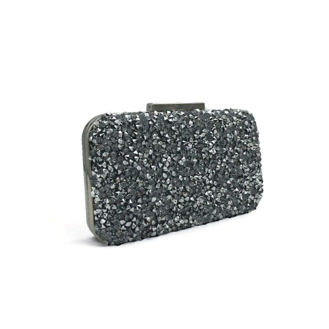  Gümüş İri Taşlı Kristal Abiye Çanta