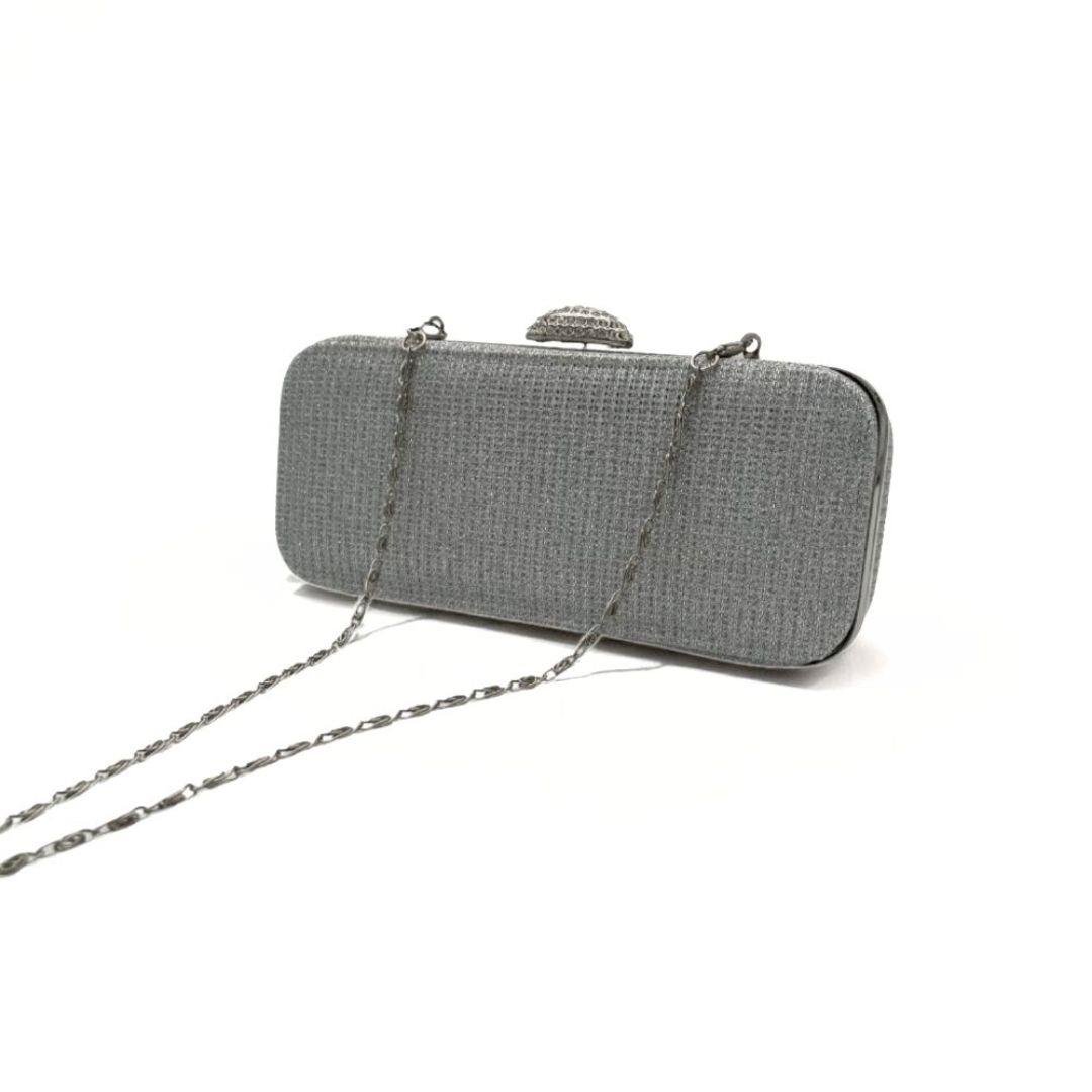  Gümüş Simli Taş Detaylı Abiye Çanta