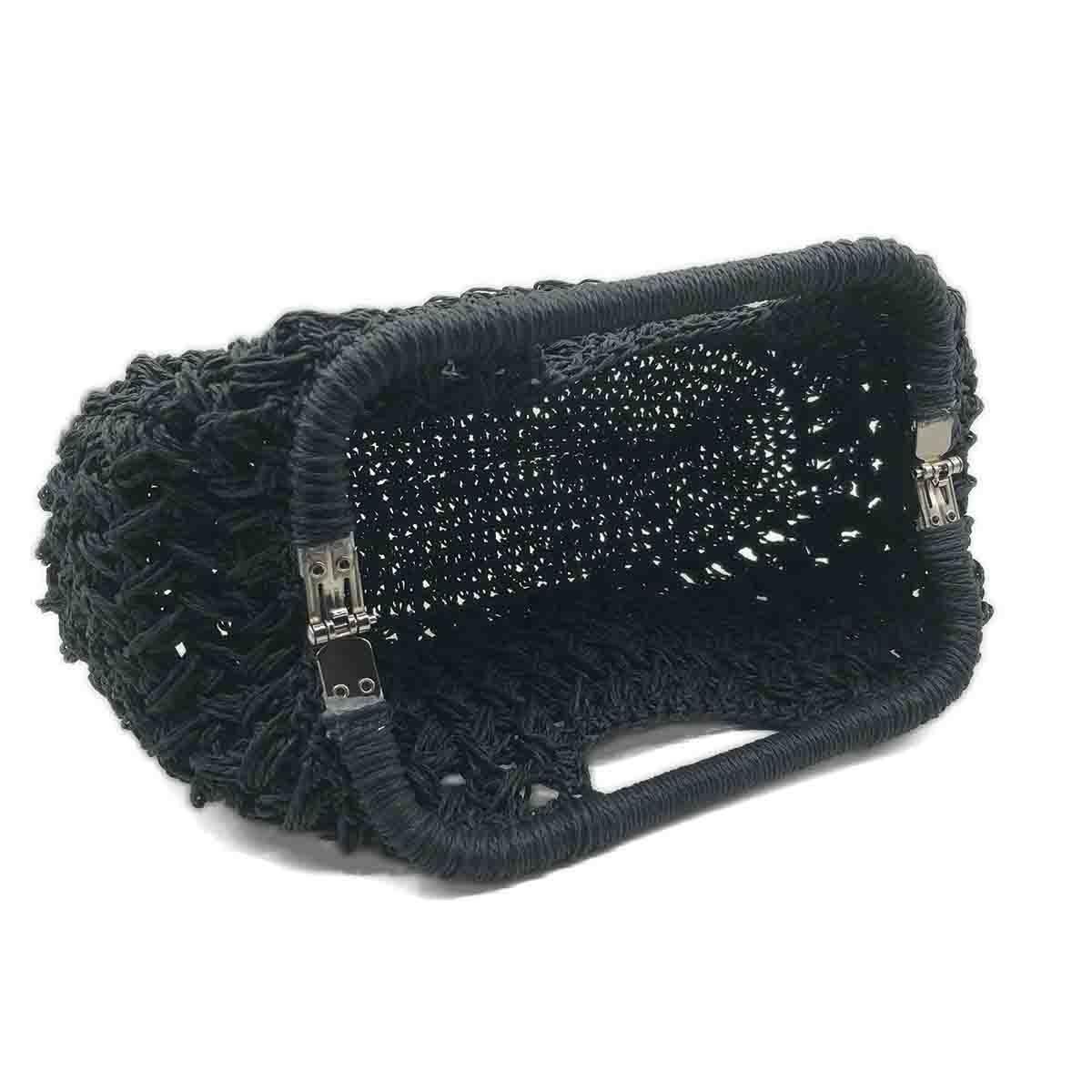 Aura Siyah Burslu El Örgüsü Clutch Çanta, Besa Bags El İşi Çantalar