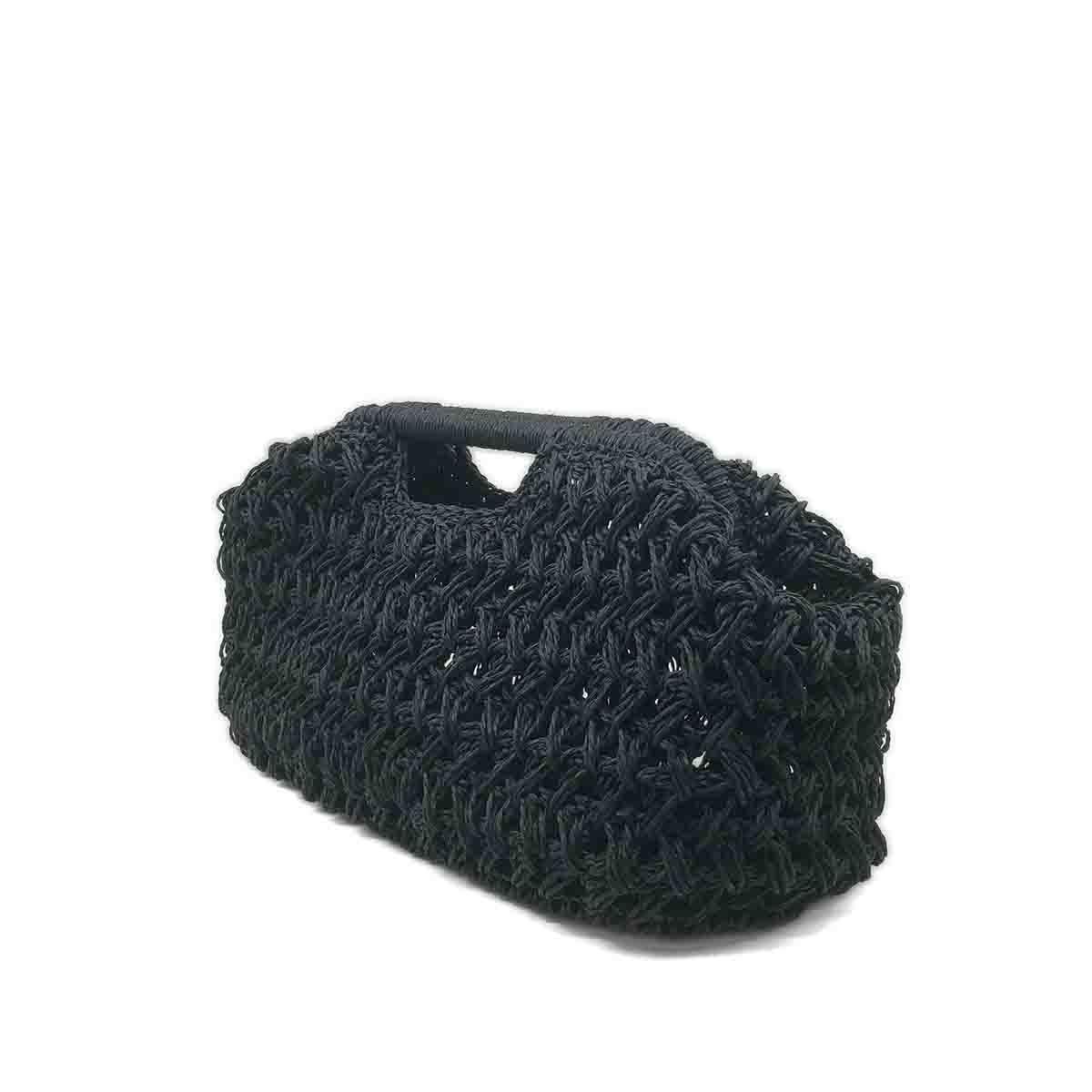 Aura Siyah Burslu El Örgüsü Clutch Çanta, Besa Bags El İşi Çantalar