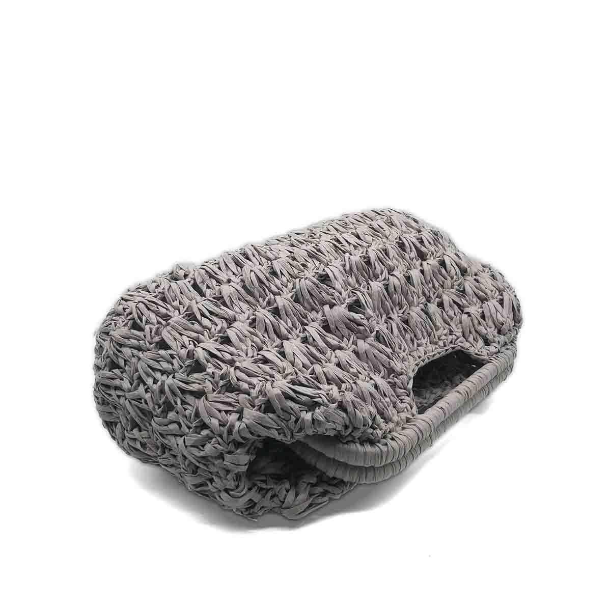 Aura Zincir Askılı Gri Burslu Clutch Çanta, Besa Bags El İşi Çantalar