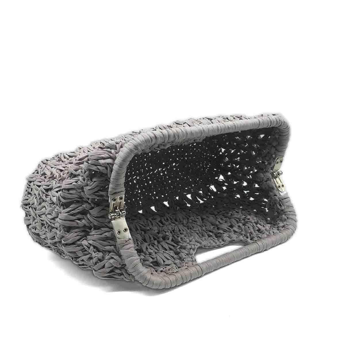 Aura Zincir Askılı Gri Burslu Clutch Çanta, Besa Bags El İşi Çantalar