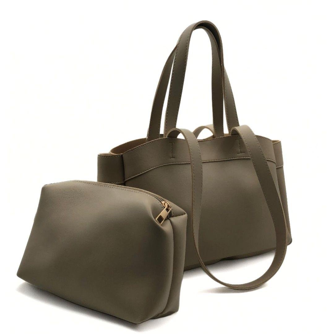 Bej Yavru Çantalı Büyük Lizbon Omuz Çantası Seti