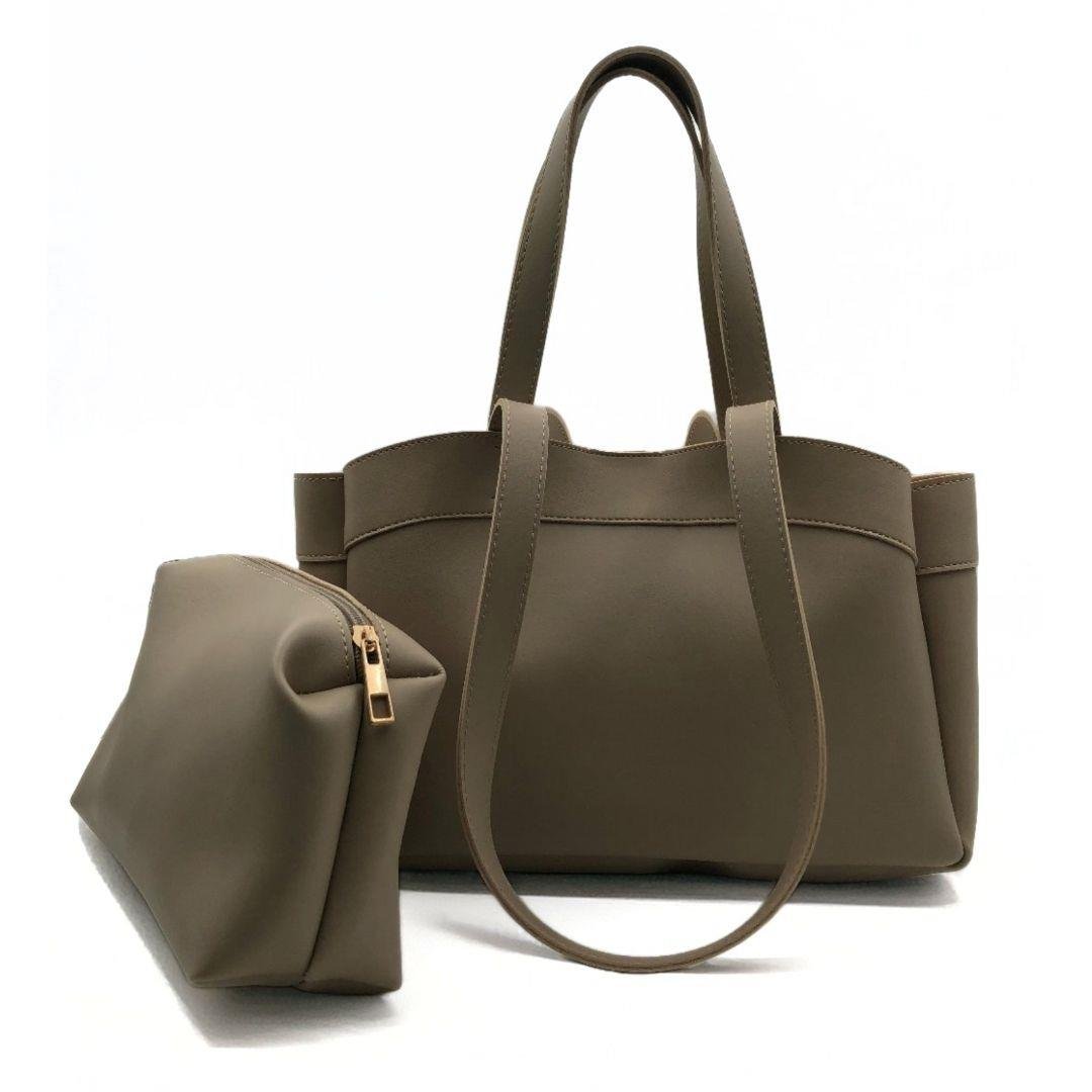 Bej Yavru Çantalı Büyük Lizbon Omuz Çantası Seti