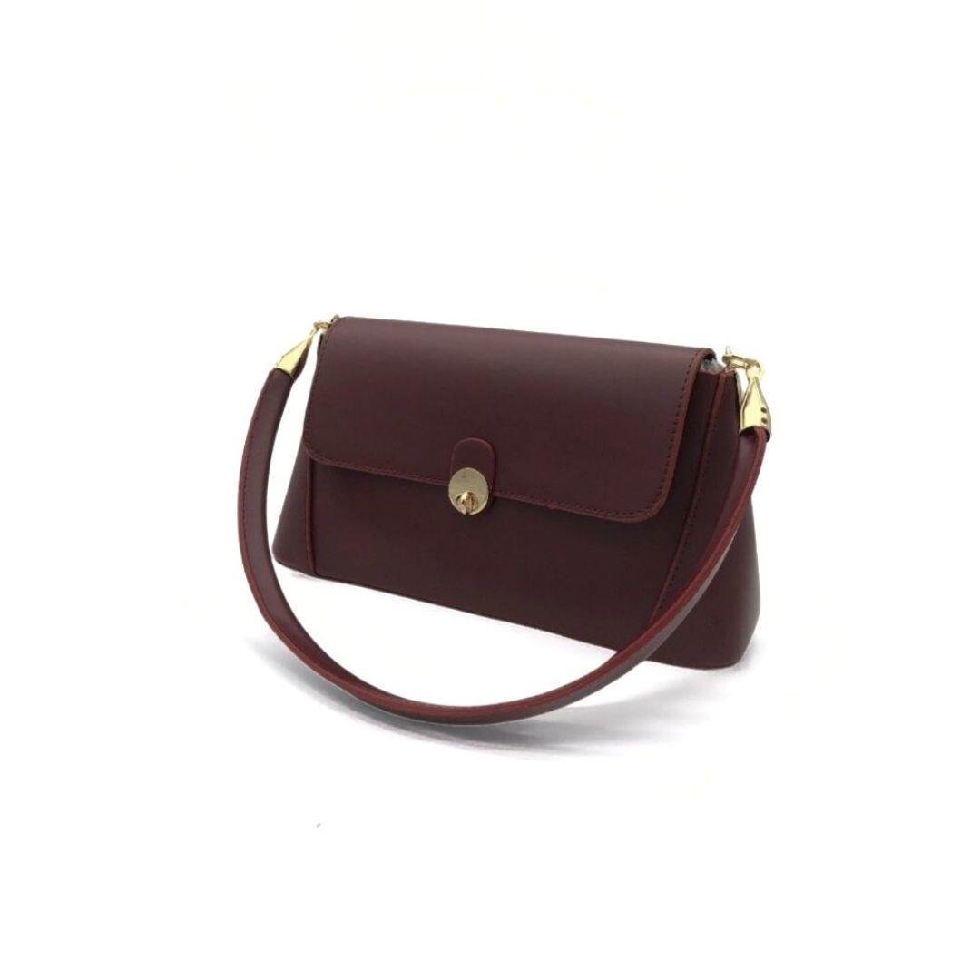 Bordo Gold Kilit Detaylı Meri El Çantası
