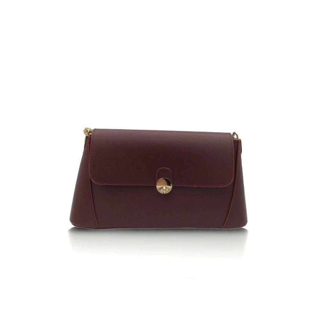 Bordo Gold Kilit Detaylı Meri El Çantası