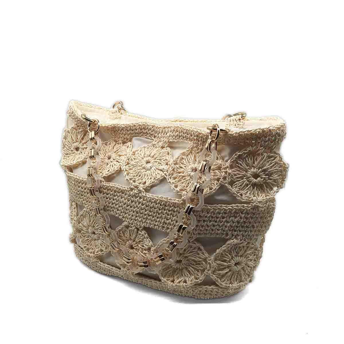 Daisy Tığ İşi Motifli Zincir Askılı Çanta, Besa Bags El İşi Çantalar