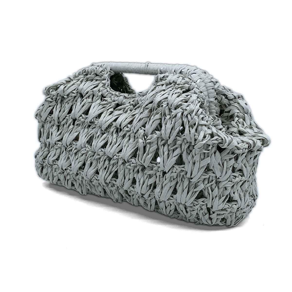 El İşi Gri Hasır El Çantası Küçük Boy