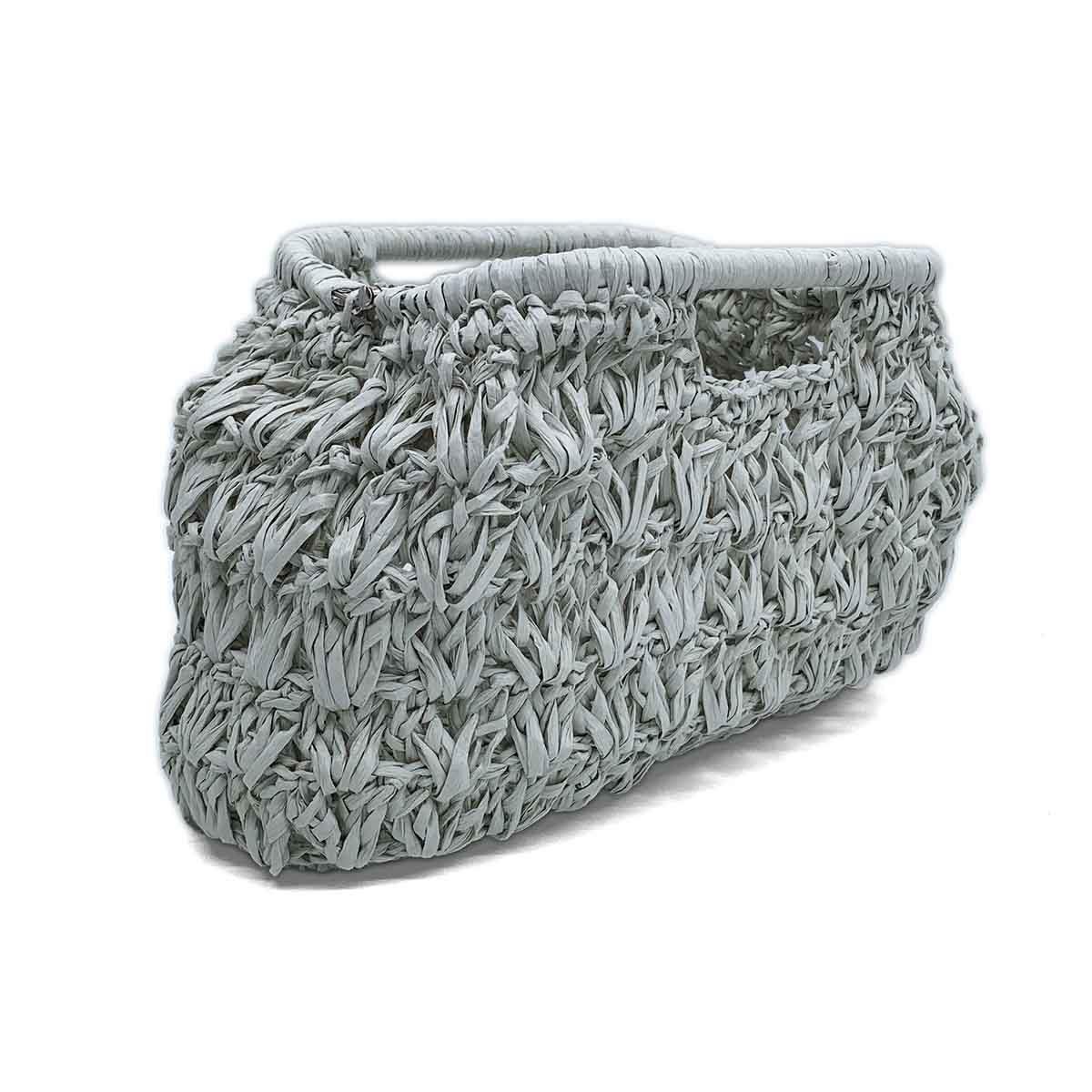 El İşi Gri Hasır El Çantası Küçük Boy